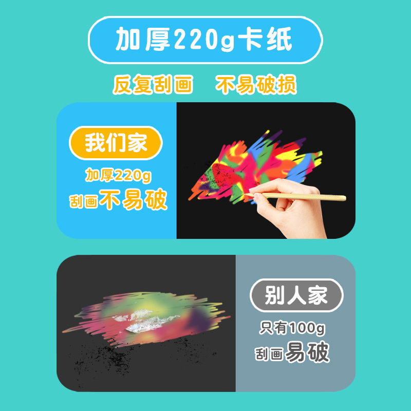 炫彩刮画纸a4刮刮画本小学生刮刮乐画画纸8k儿童黑色美术刮蜡纸彩色涂鸦刮花纸幼儿园女孩创意绘画16开刮画纸绘画纸详情图4