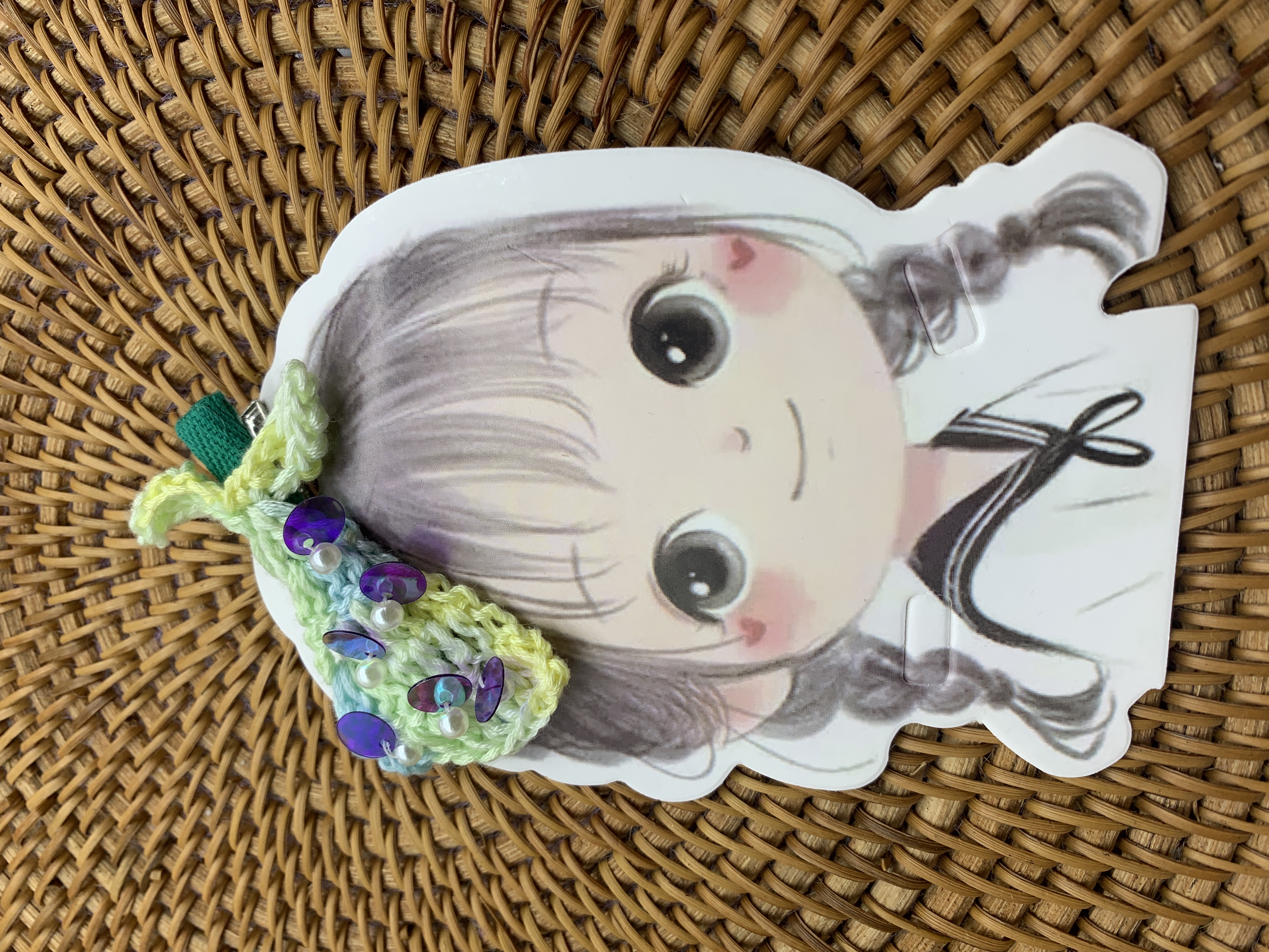 Qiu Shuo cotton thread crochet mermaid tail sequin children's hair clips, sweet girls' headwear, hair clips, fun hair accessories Specification image