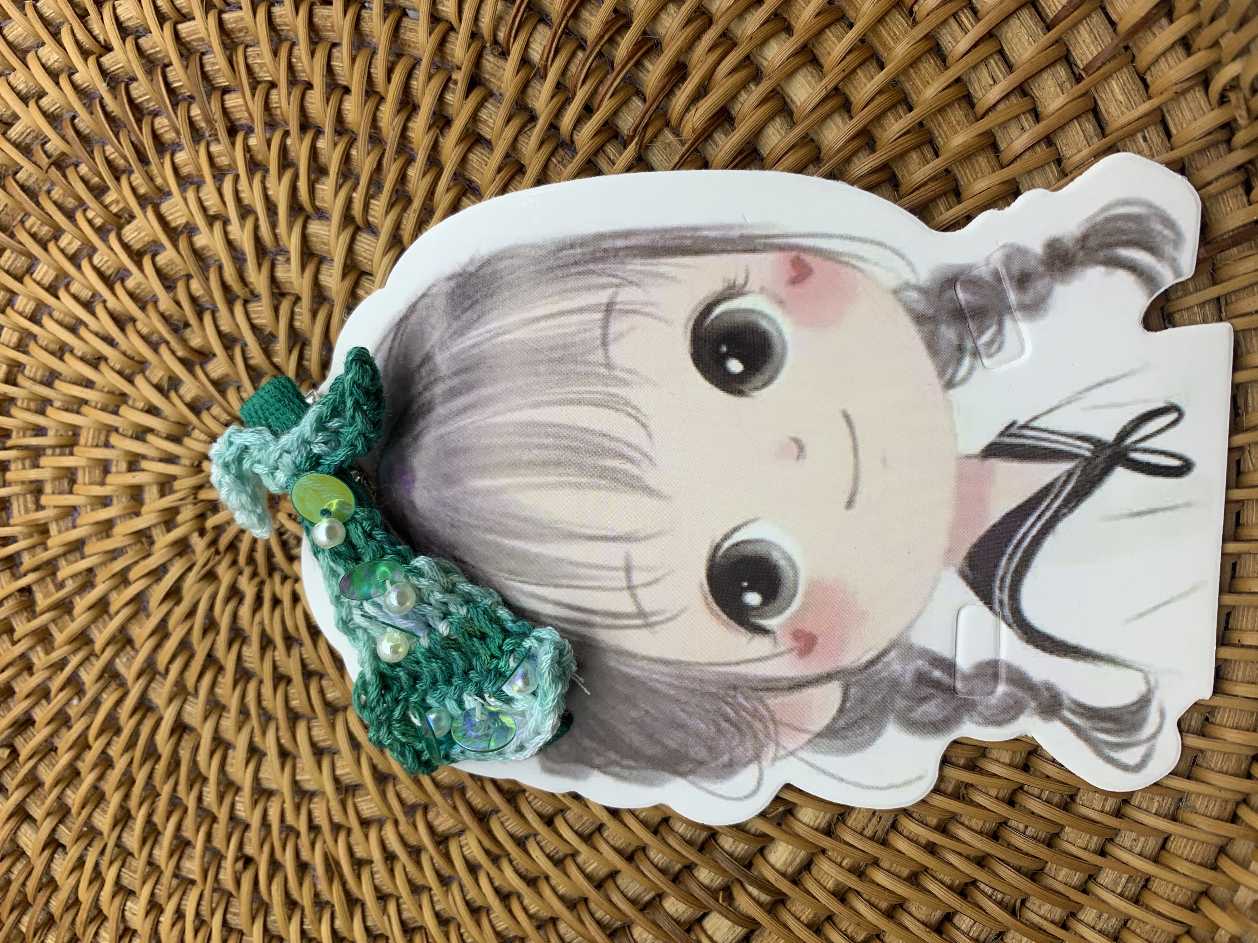 Qiu Shuo cotton thread crochet mermaid tail sequin children's hair clips, sweet girls' headwear, hair clips, fun hair accessories details Picture