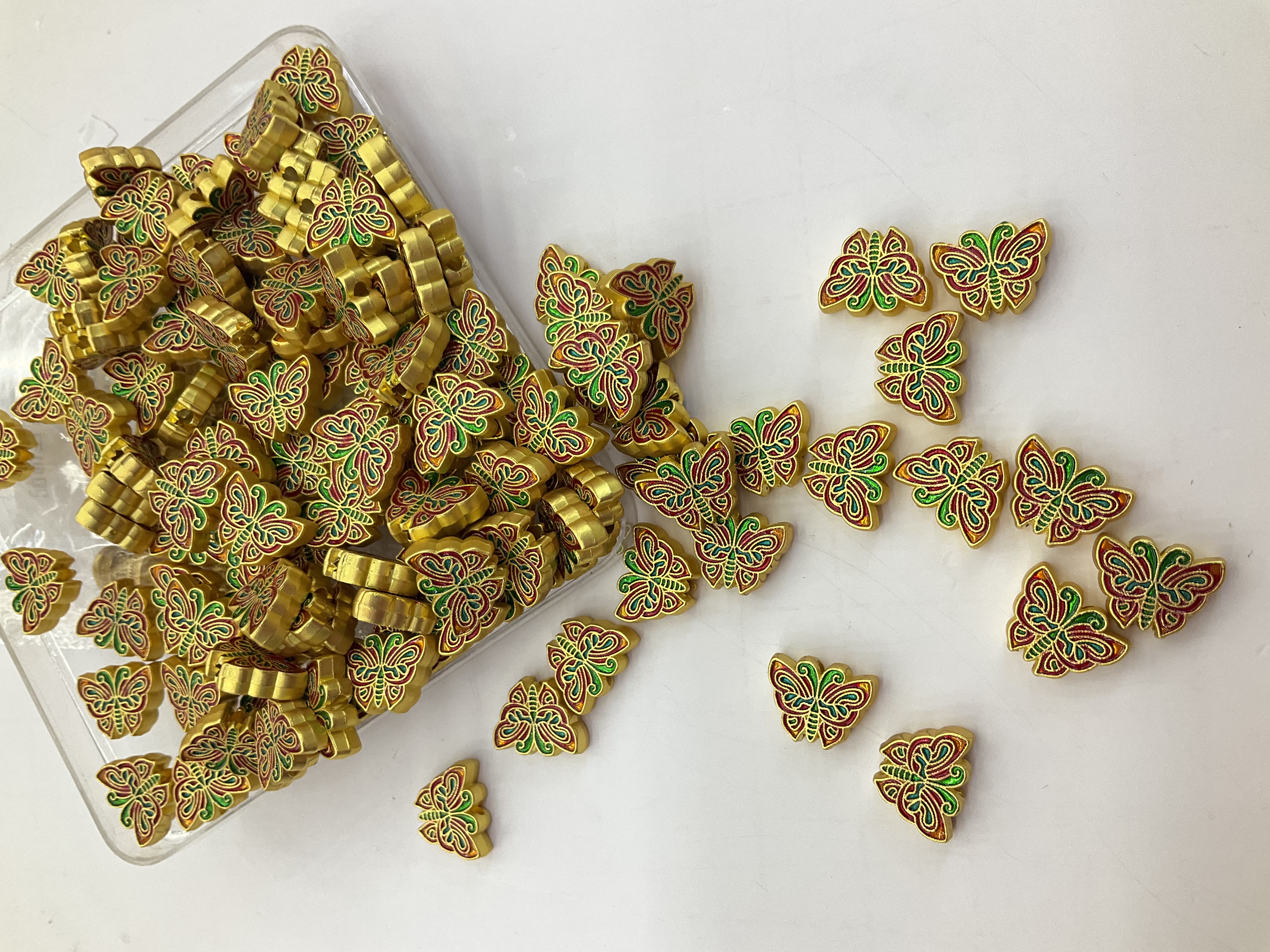 古法沙金珐琅彩烧蓝景泰蓝蝴蝶隔珠手链项链diy配件