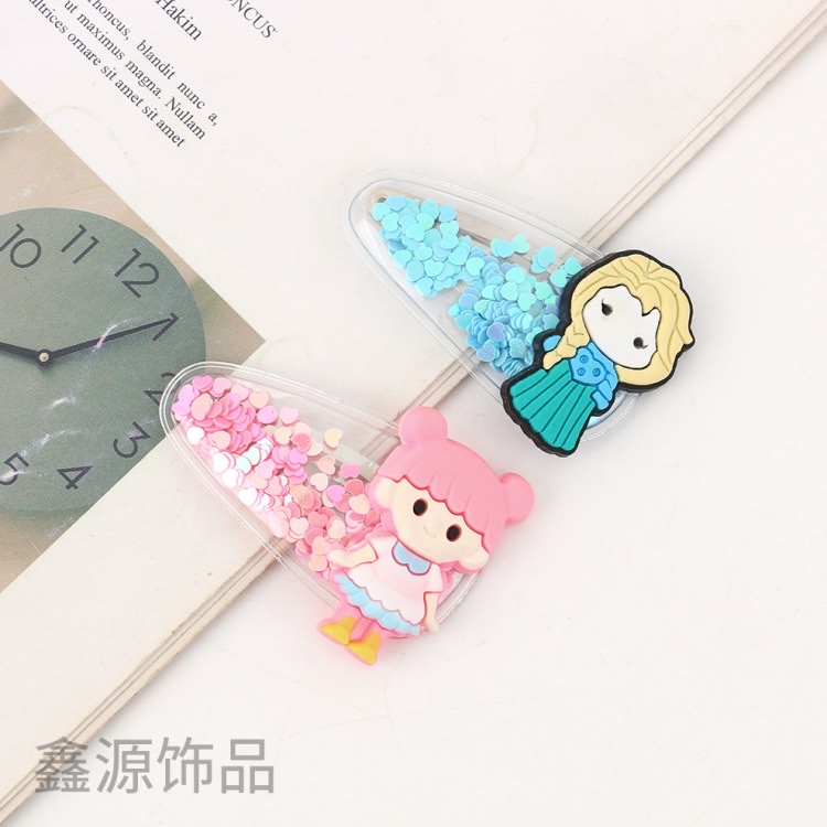 儿童发夹女童头饰侧边刘海夹小孩宝宝流沙夹子公主可爱碎发卡bb夹白底实物图