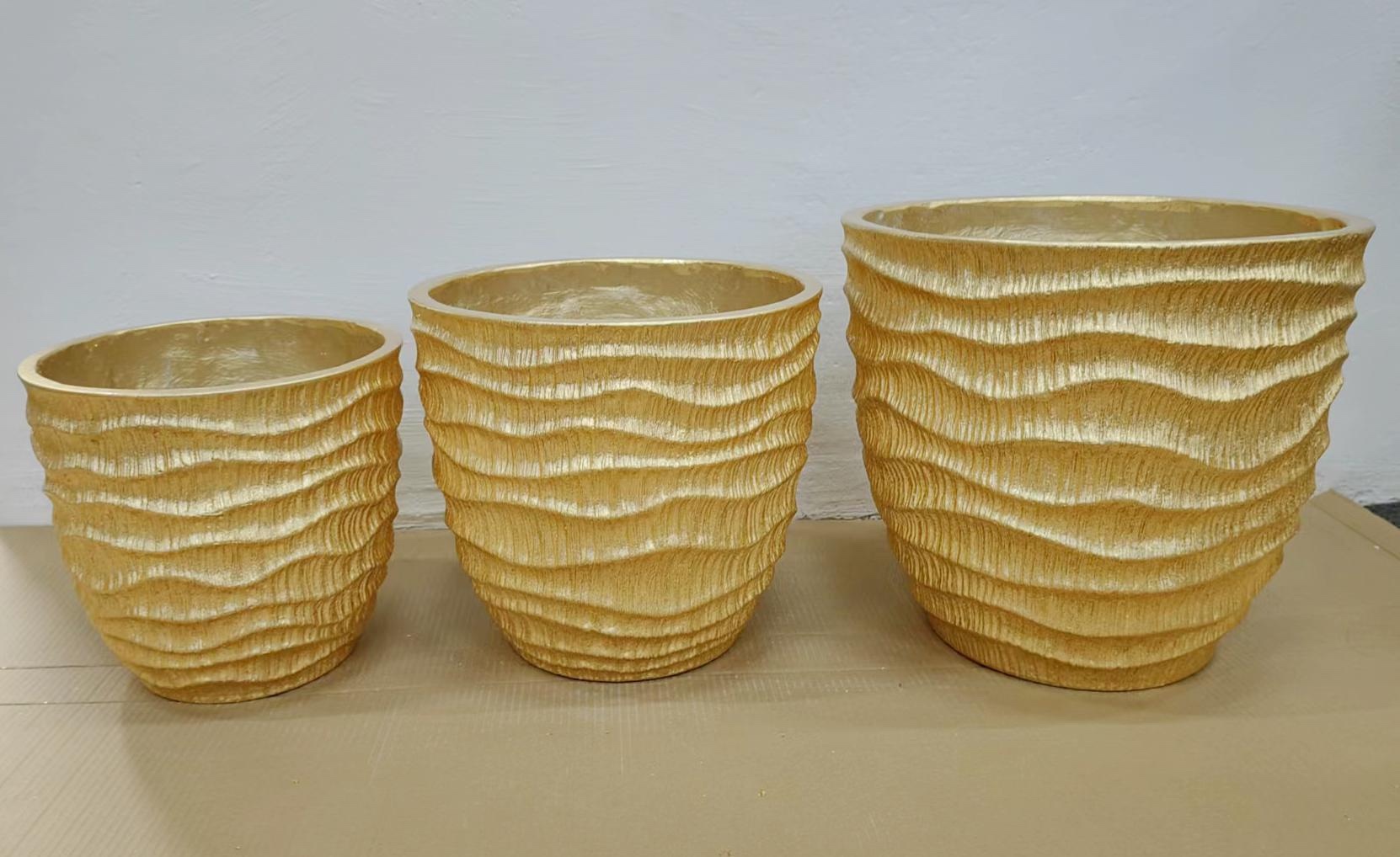 Simple horizontal pattern magnesium oxide flower POTS, flower art decorations, indoor green plant and flower displays, beautiful, durable and not easy to break