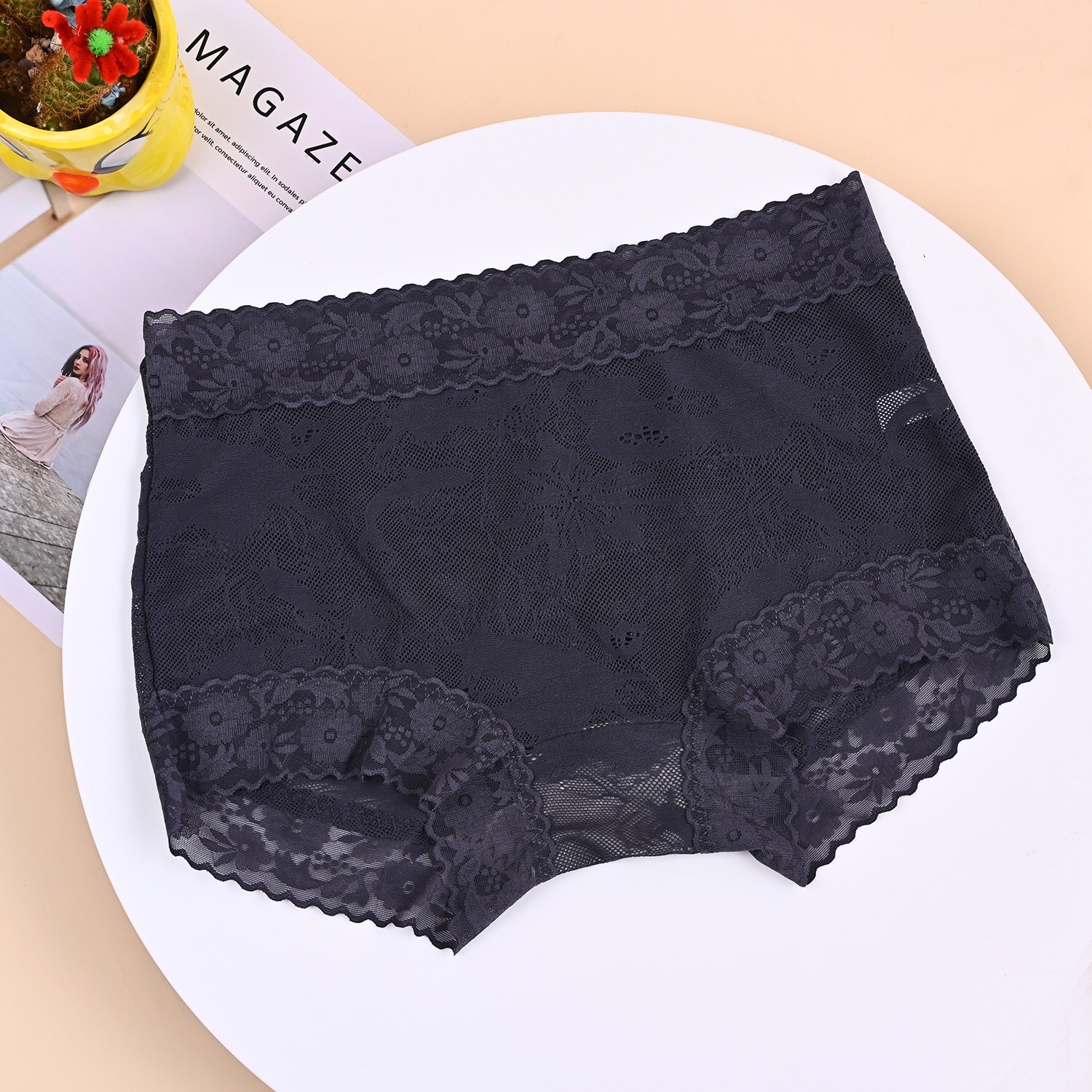 Burst Solid Color High Waist Lace Girls Underwear Sexy Lightweight Breathable Comfortable White Bottom Crotch Women Briefs Item Picture