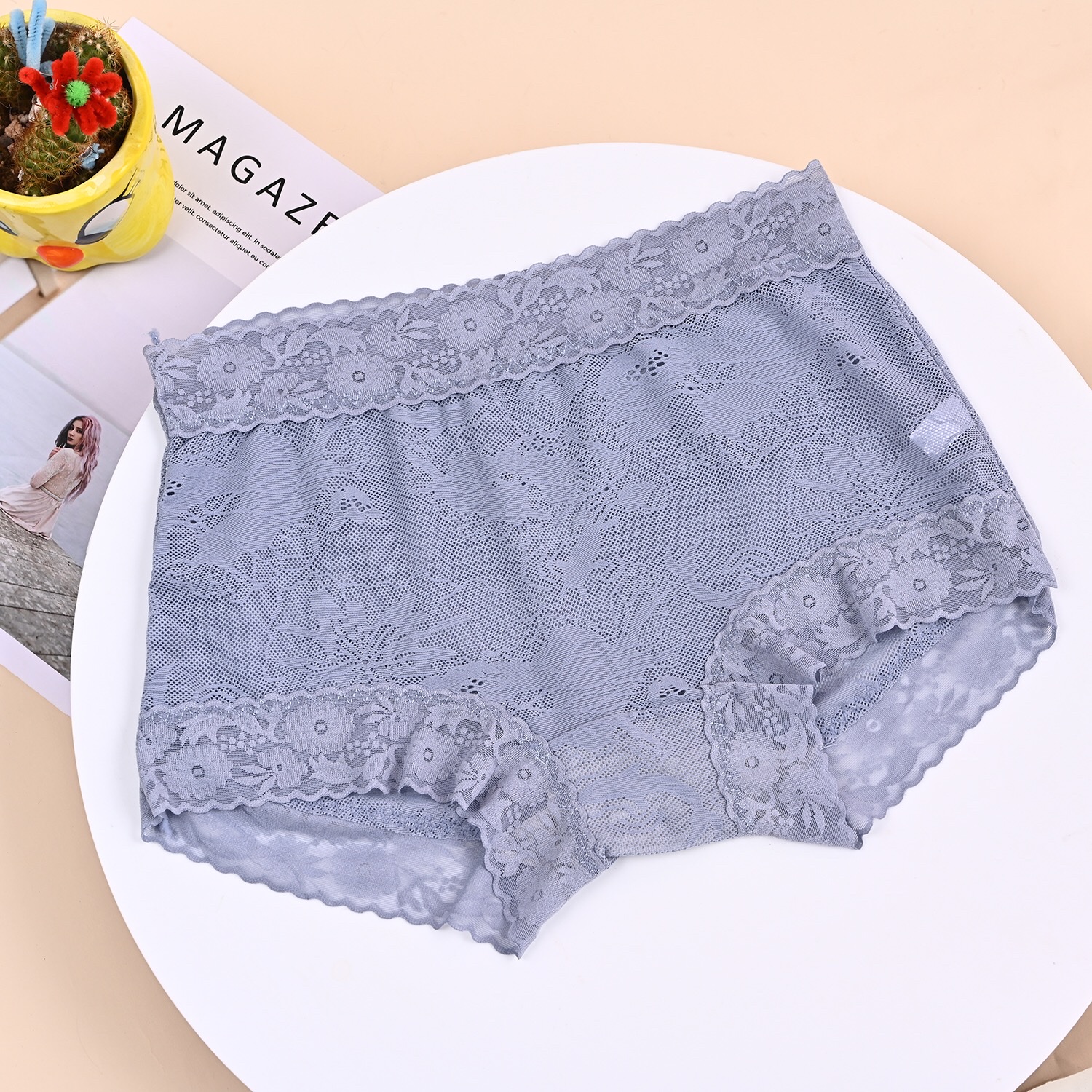 Burst Solid Color High Waist Lace Girls Underwear Sexy Lightweight Breathable Comfortable White Bottom Crotch Women Briefs details Picture