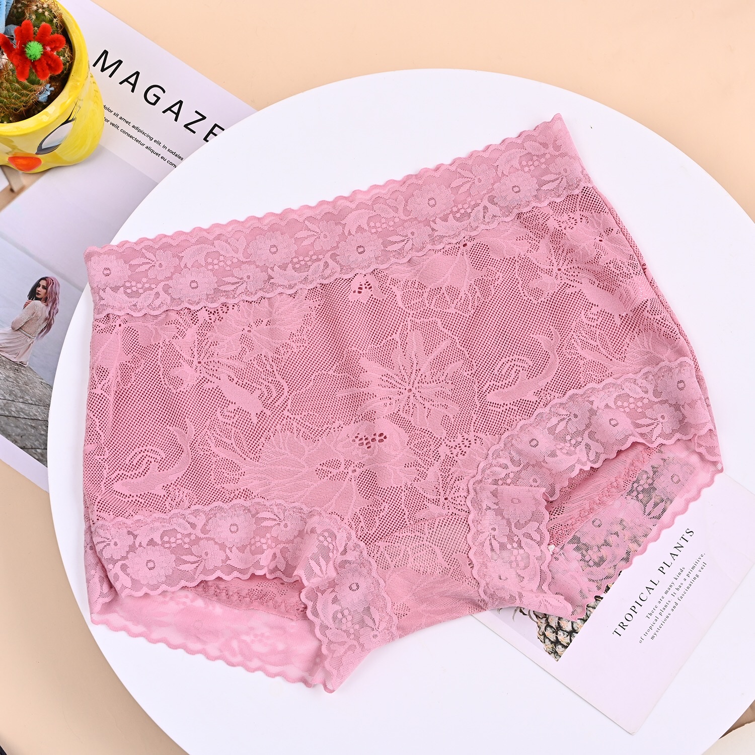 Burst Solid Color High Waist Lace Girls Underwear Sexy Lightweight Breathable Comfortable White Bottom Crotch Women Briefs Application Scenario