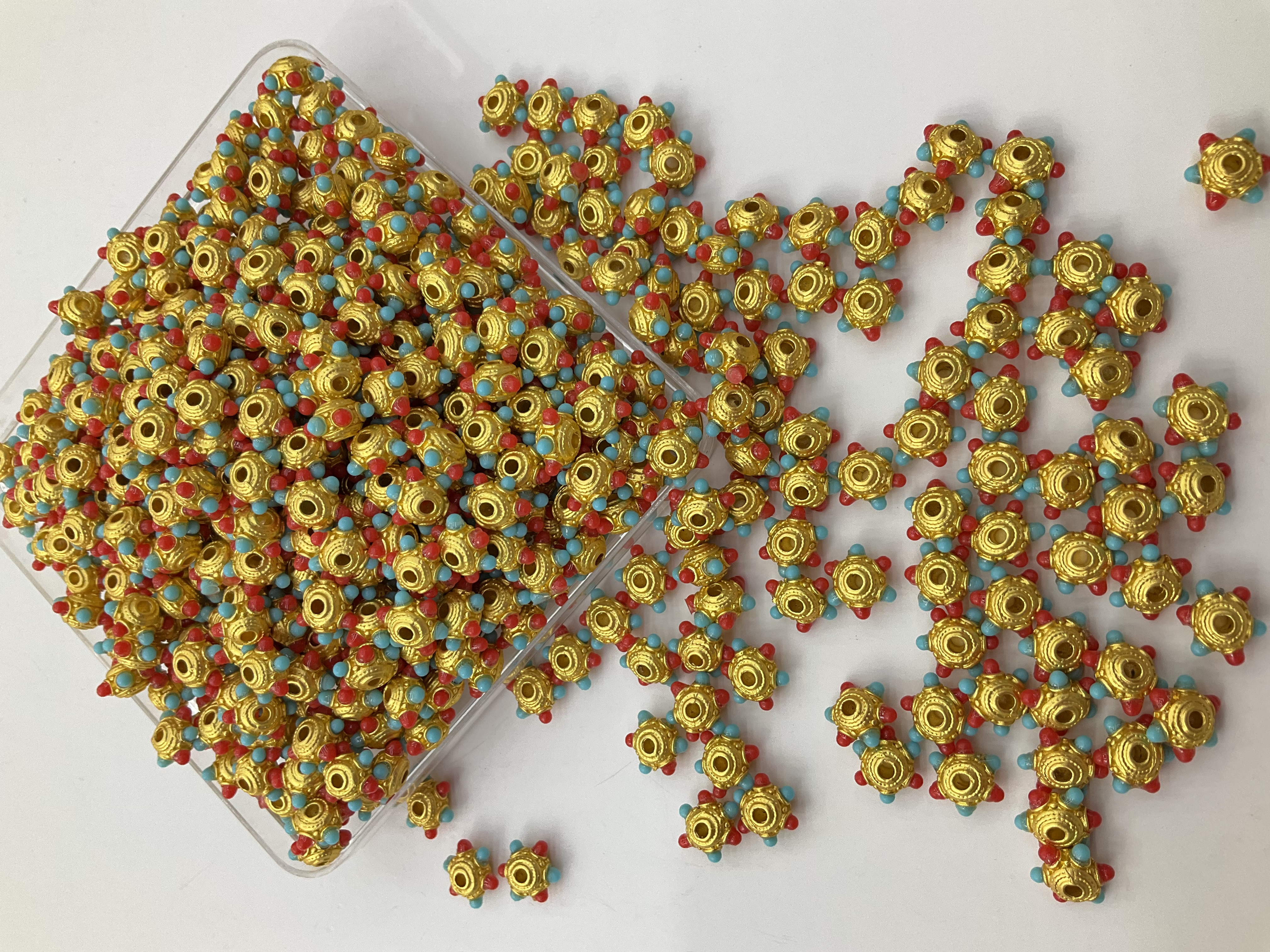 【古法沙金】隔珠扁珠吊坠珐琅珠diy手链项链饰品配件