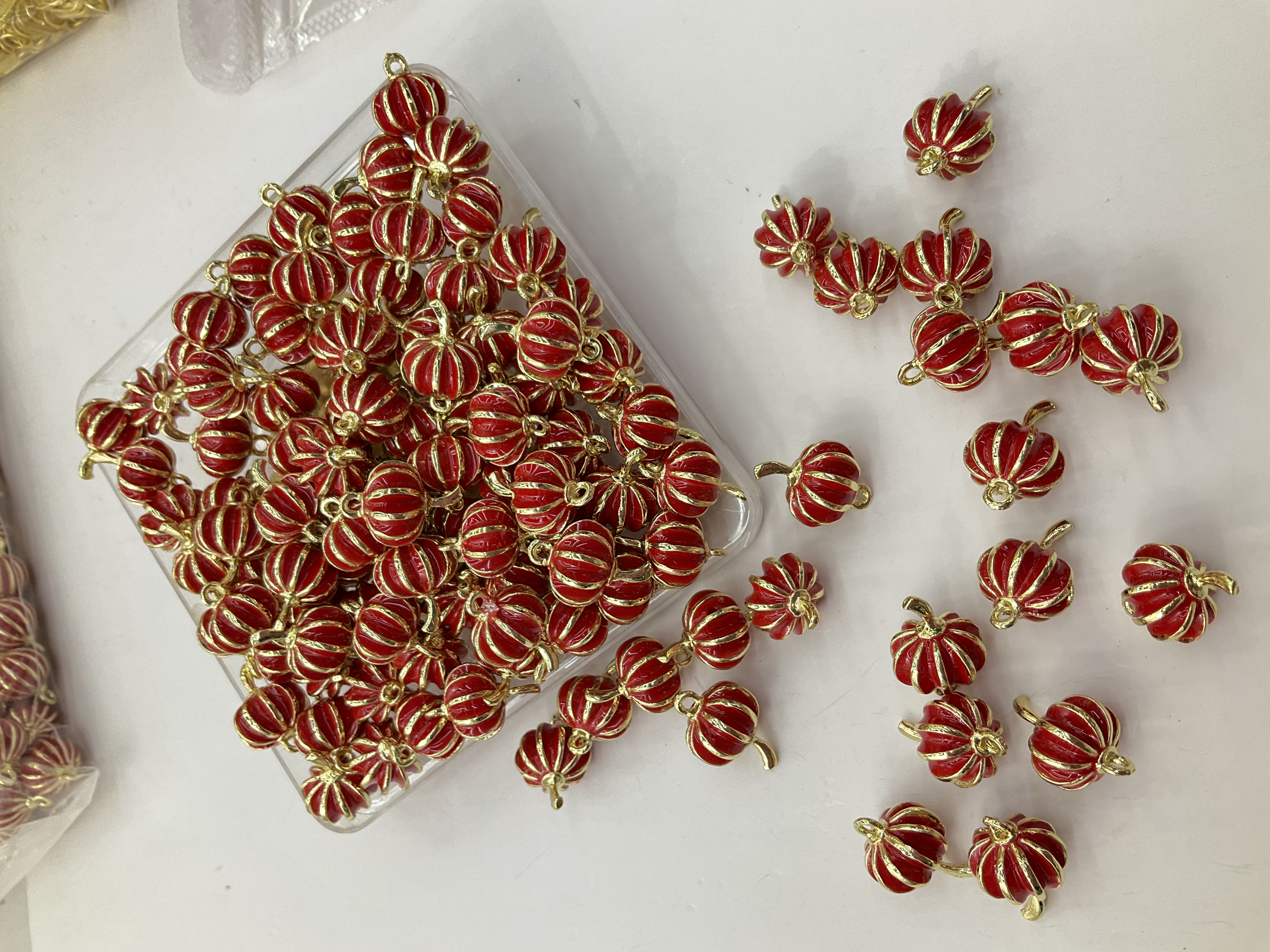 中国风喜庆红色立体灯笼双吊单吊 合金小挂件耳环耳饰diy手工饰品配件