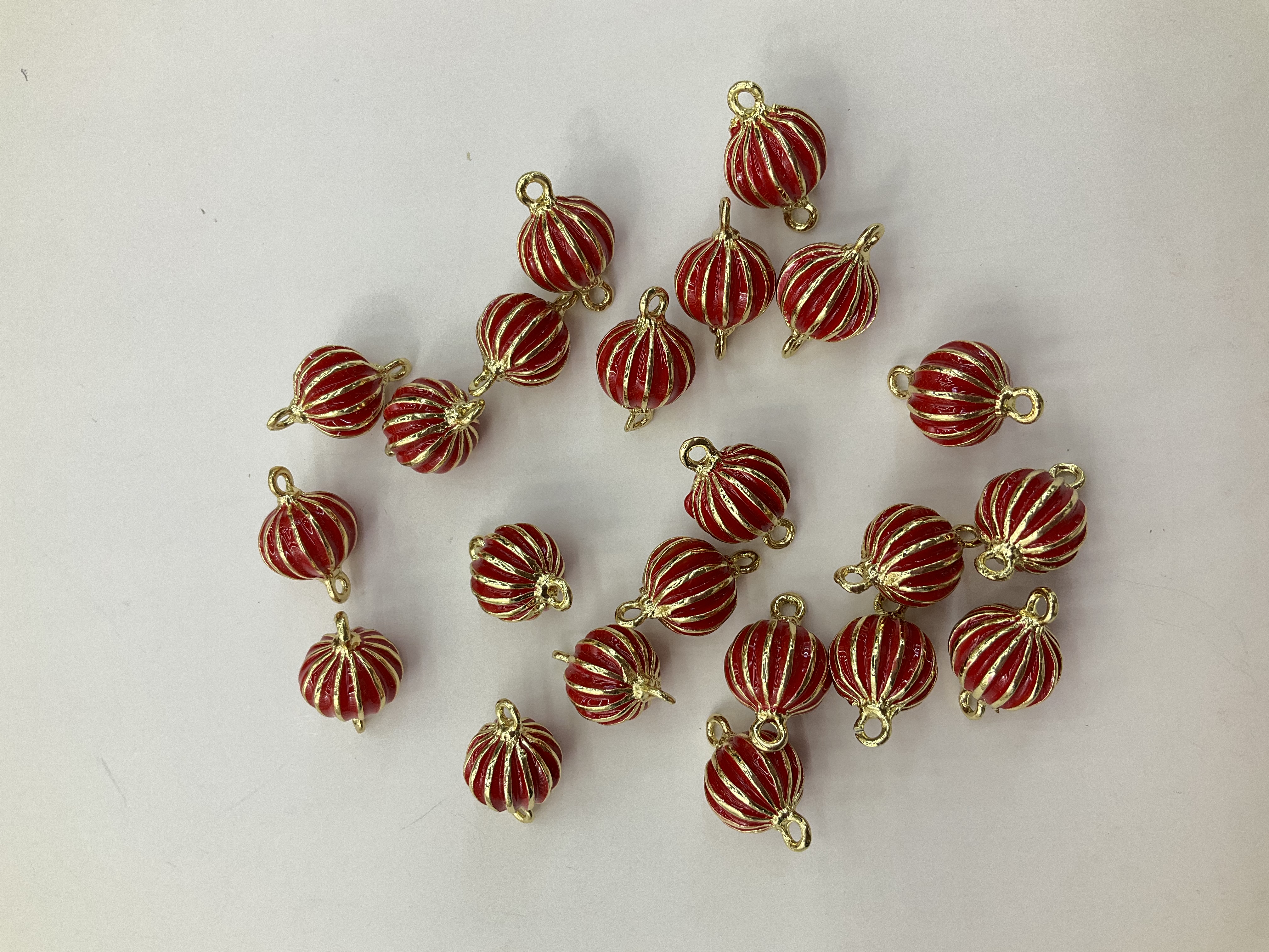 中国风喜庆红色立体灯笼双吊单吊 合金小挂件耳环耳饰diy手工饰品配件细节图