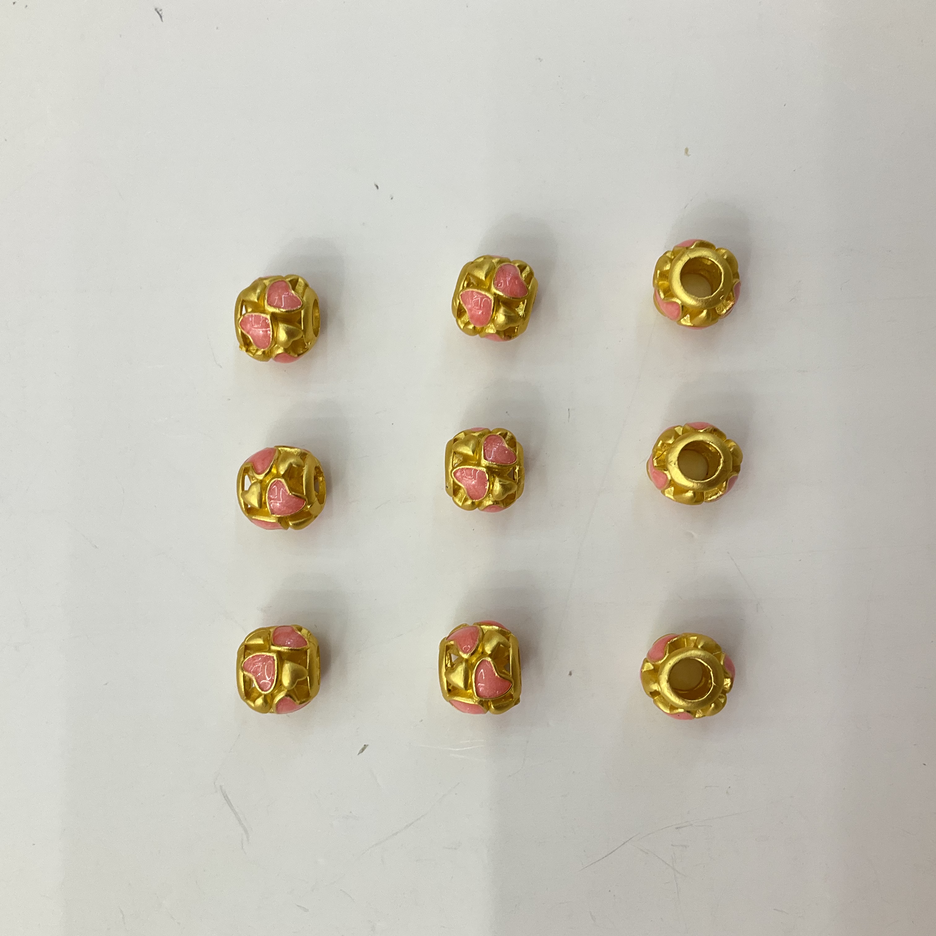 沙金diy配件配珠爱心桃心镂空桶珠粉色珠光滴油配件详情图3