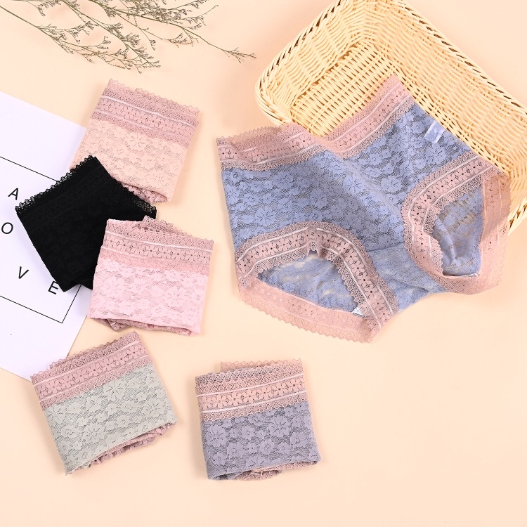 Underwear Solid Color Mid-Waist Lace Girls Underwear Sexy Lightweight Breathable Comfortable White Bottom Crotch Women Briefs undefined