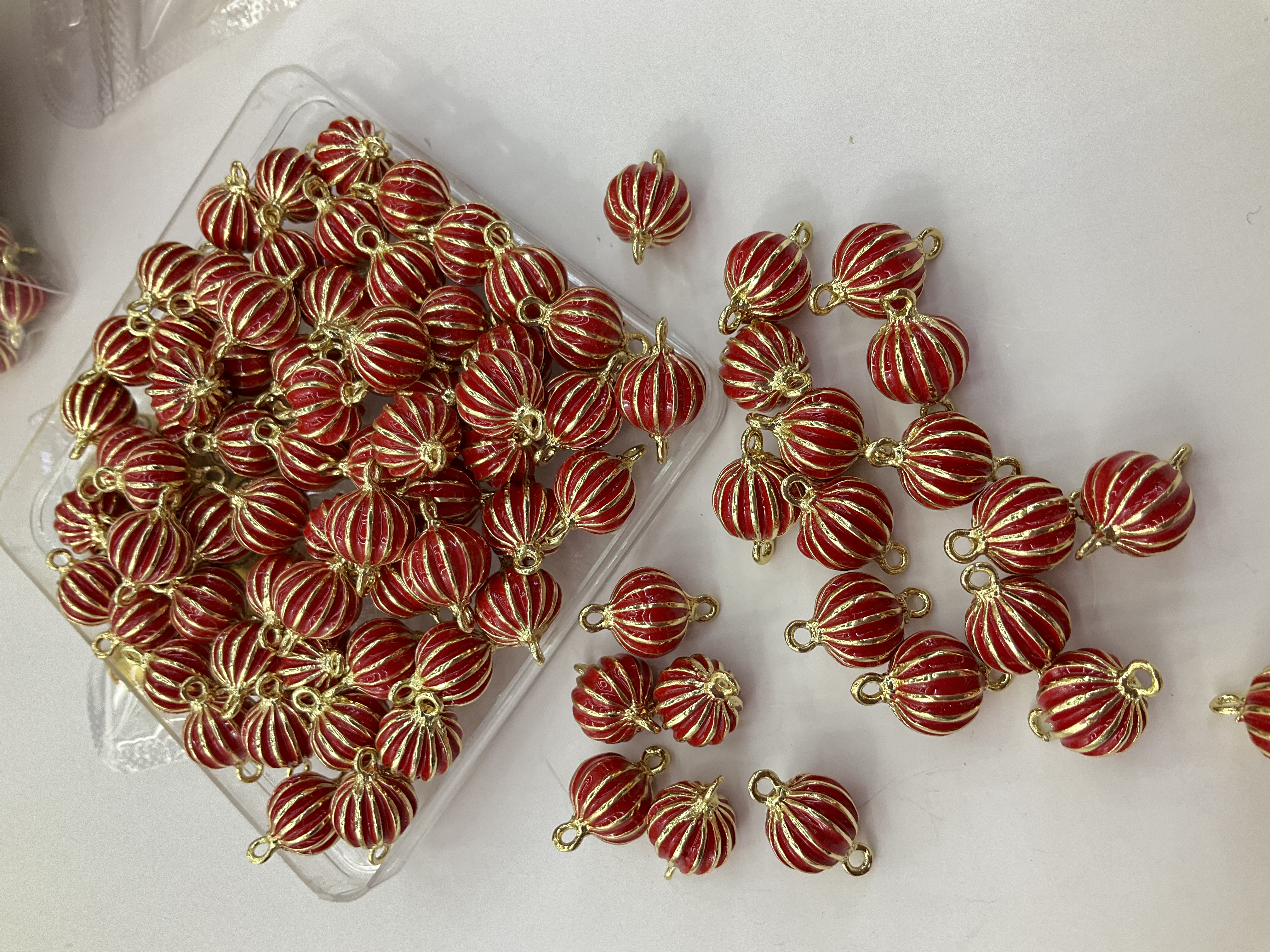 中国风喜庆红色立体灯笼双吊单吊 合金小挂件耳环耳饰diy手工饰品配件产品图