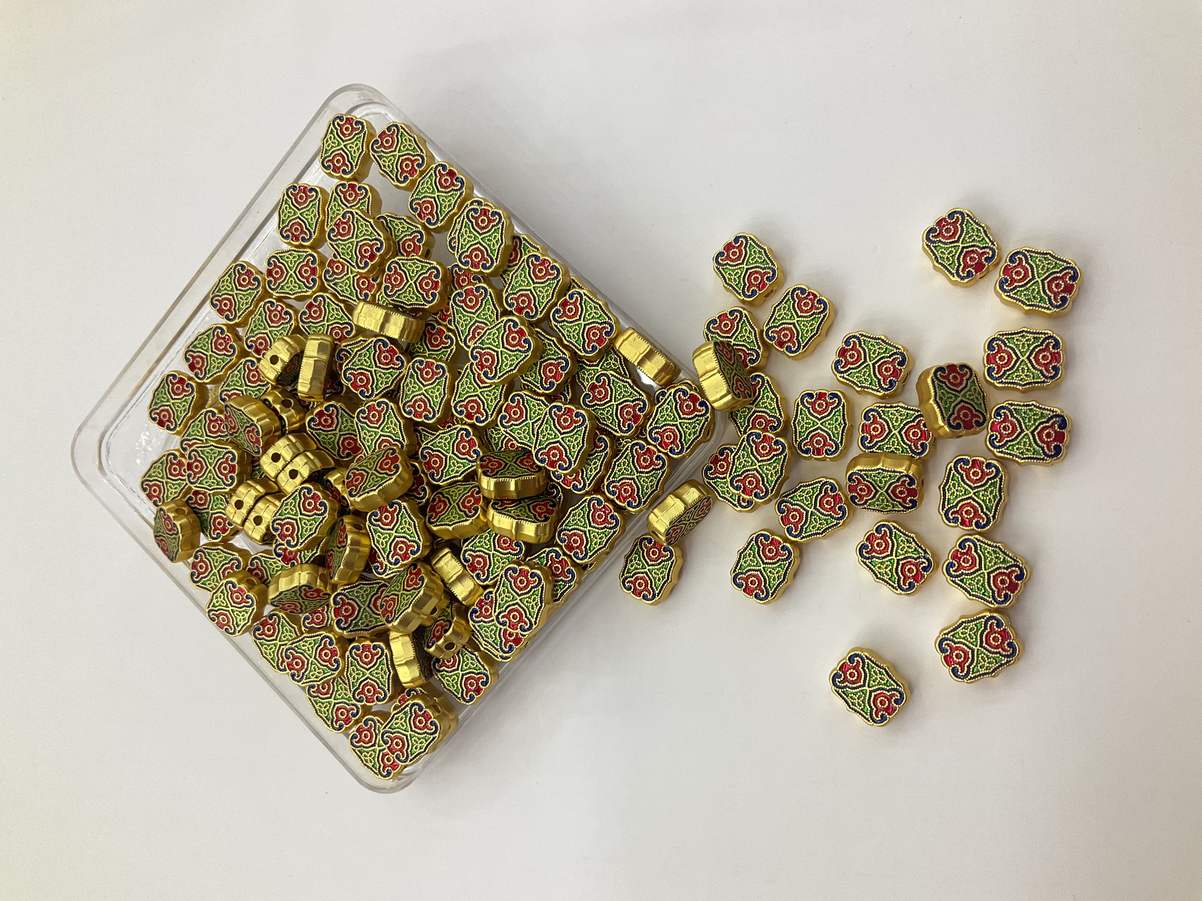 沙金隔珠配件手链横孔小孔古法沙金滴油珐琅彩串珠材料红绳配件