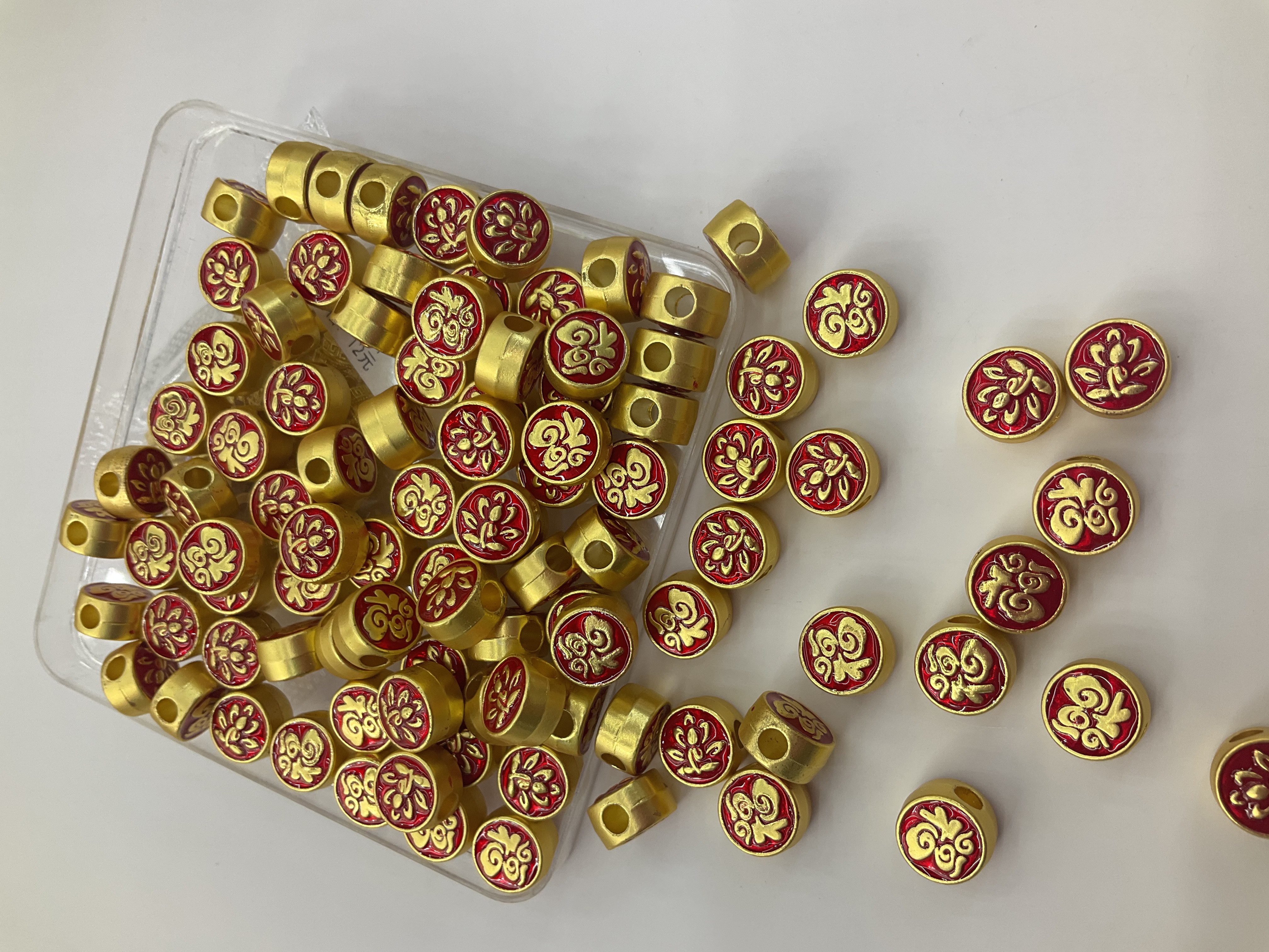 沙金配珠镀金烤漆手链串珠编红手绳仿金配件手串大孔