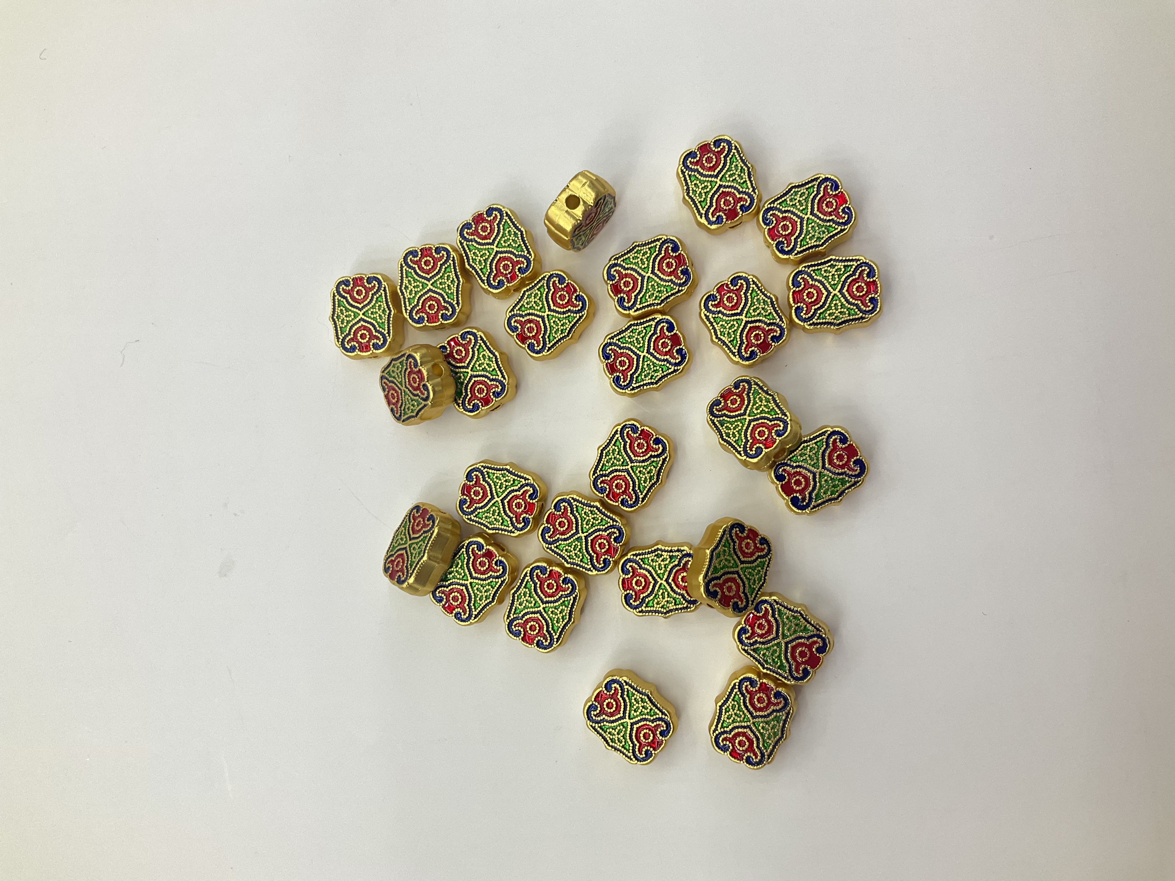 沙金隔珠配件手链横孔小孔古法沙金滴油珐琅彩串珠材料红绳配件产品图