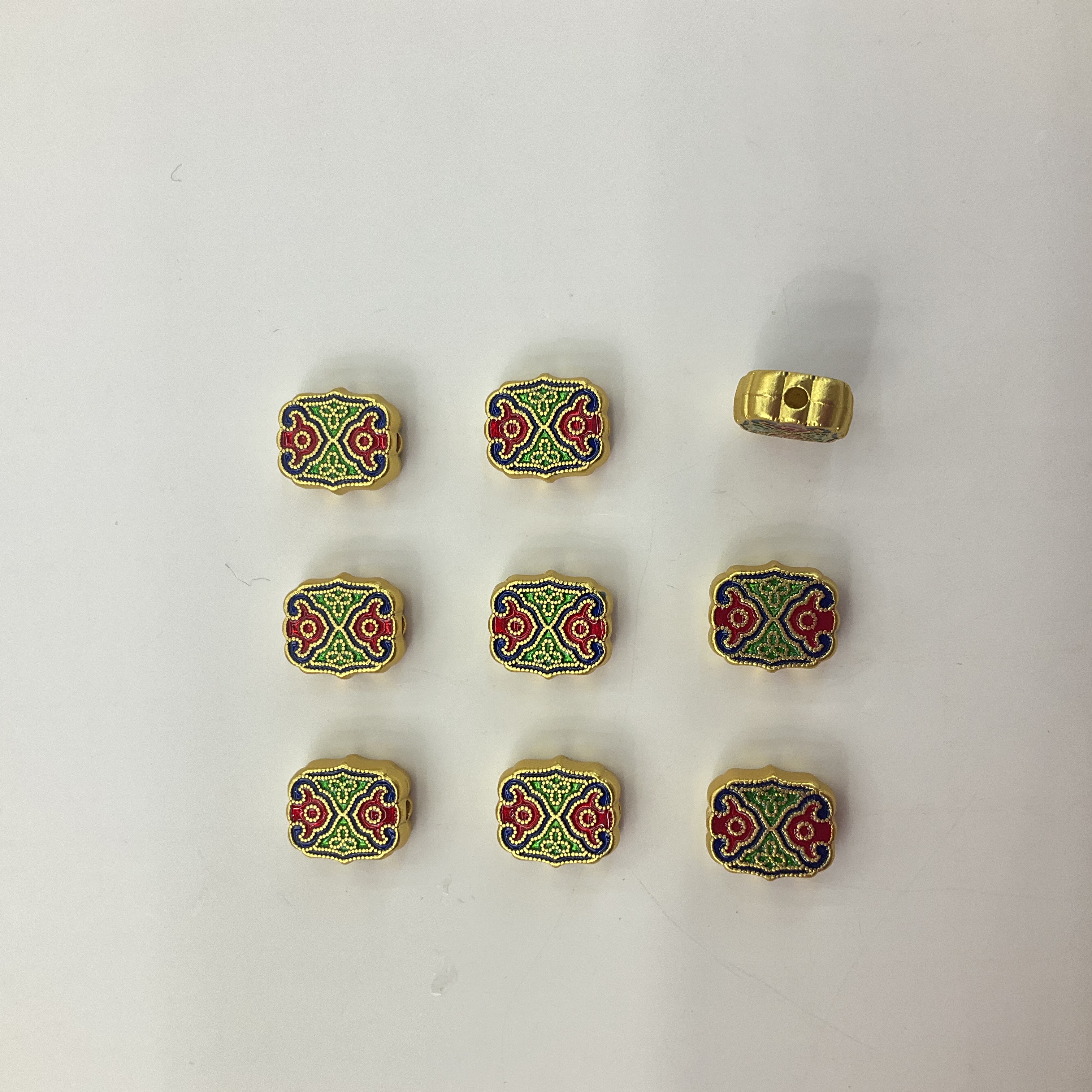 沙金隔珠配件手链横孔小孔古法沙金滴油珐琅彩串珠材料红绳配件细节图