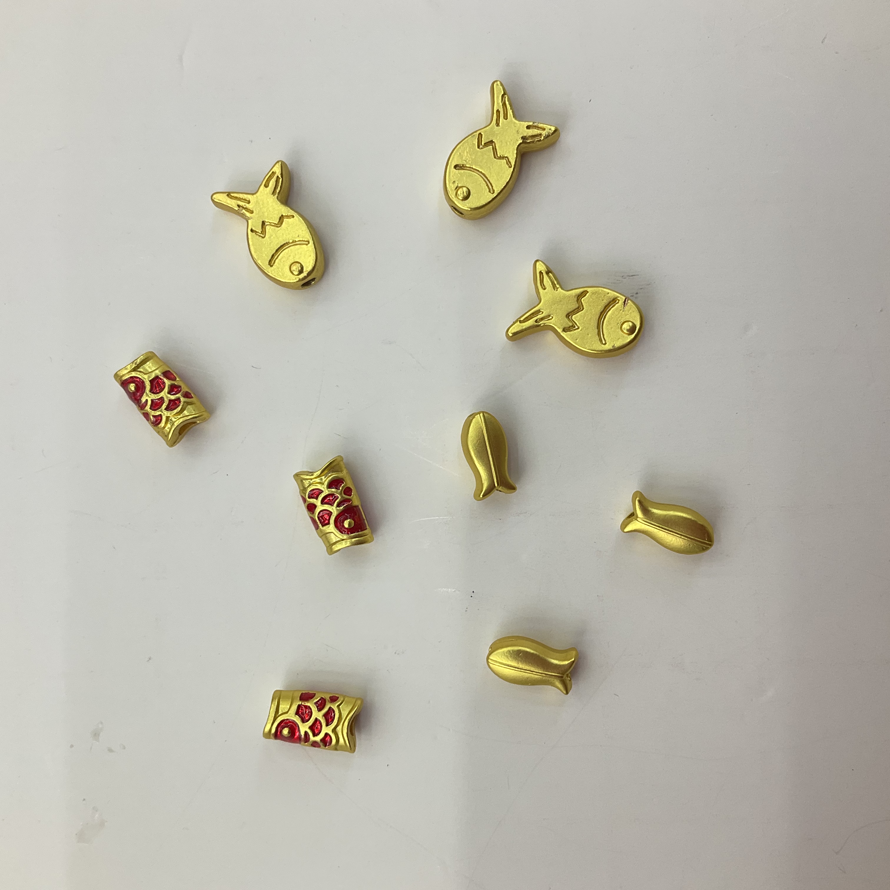 沙金锦鲤鱼圆珠扁隔珠隔片手链项链配珠diy手工穿珠饰品配件
