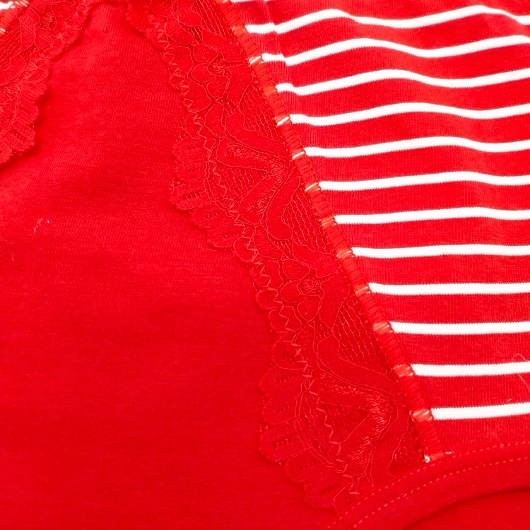 Cotton Underwear Women's Striped Lace Comfortable Combed Cotton Women's Briefs Red Ten Pack Simple Bag Specification drawing