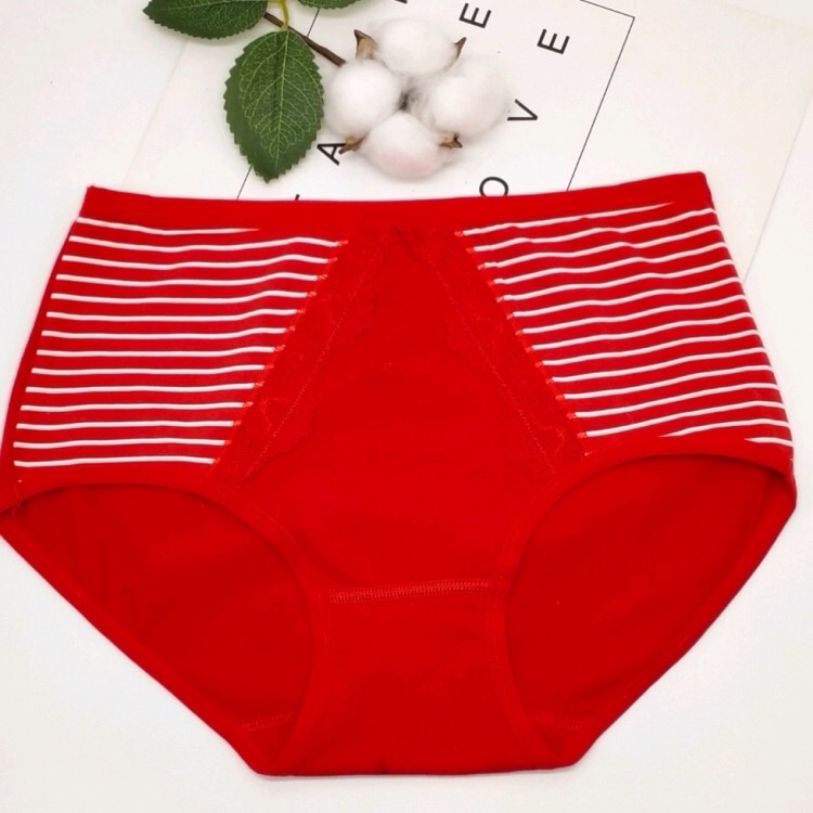 Cotton Underwear Women's Striped Lace Comfortable Combed Cotton Women's Briefs Red Ten Pack Simple Bag Application Scenario