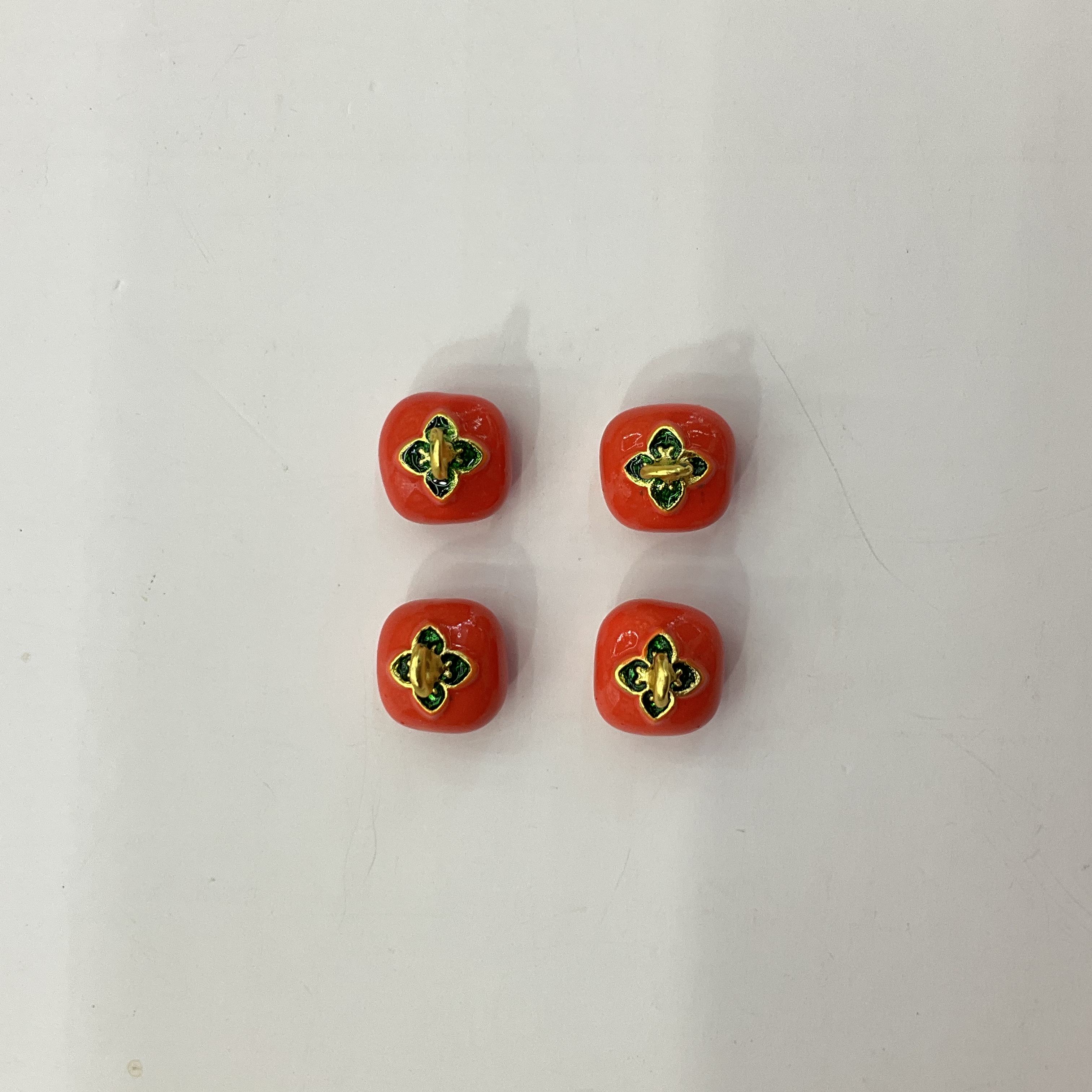 古法沙金好柿发生红柿子吊坠珐琅红色柿子扣中式盘扣手工旗袍纽扣配件详情图11