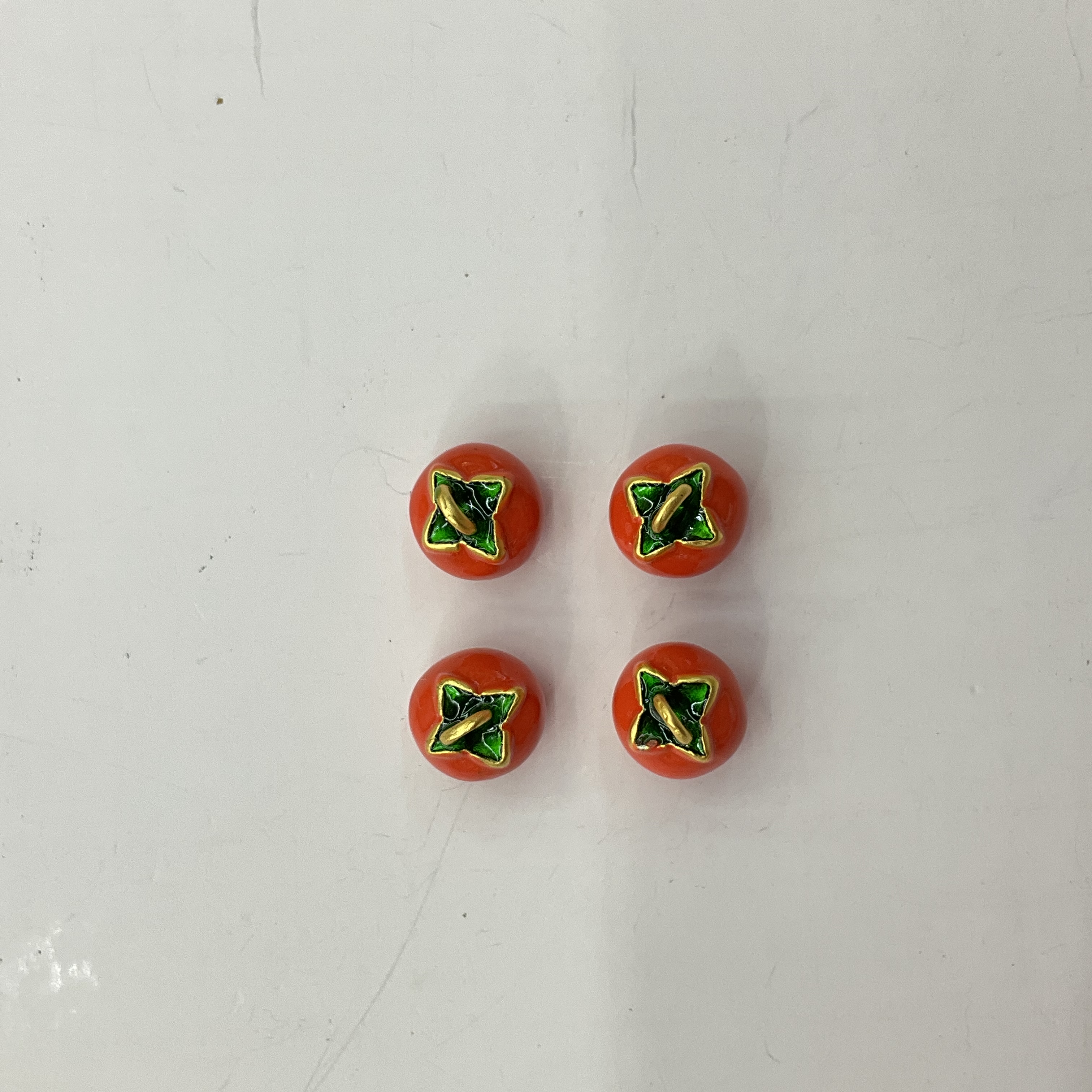 古法沙金好柿发生红柿子吊坠珐琅红色柿子扣中式盘扣手工旗袍纽扣配件详情图8
