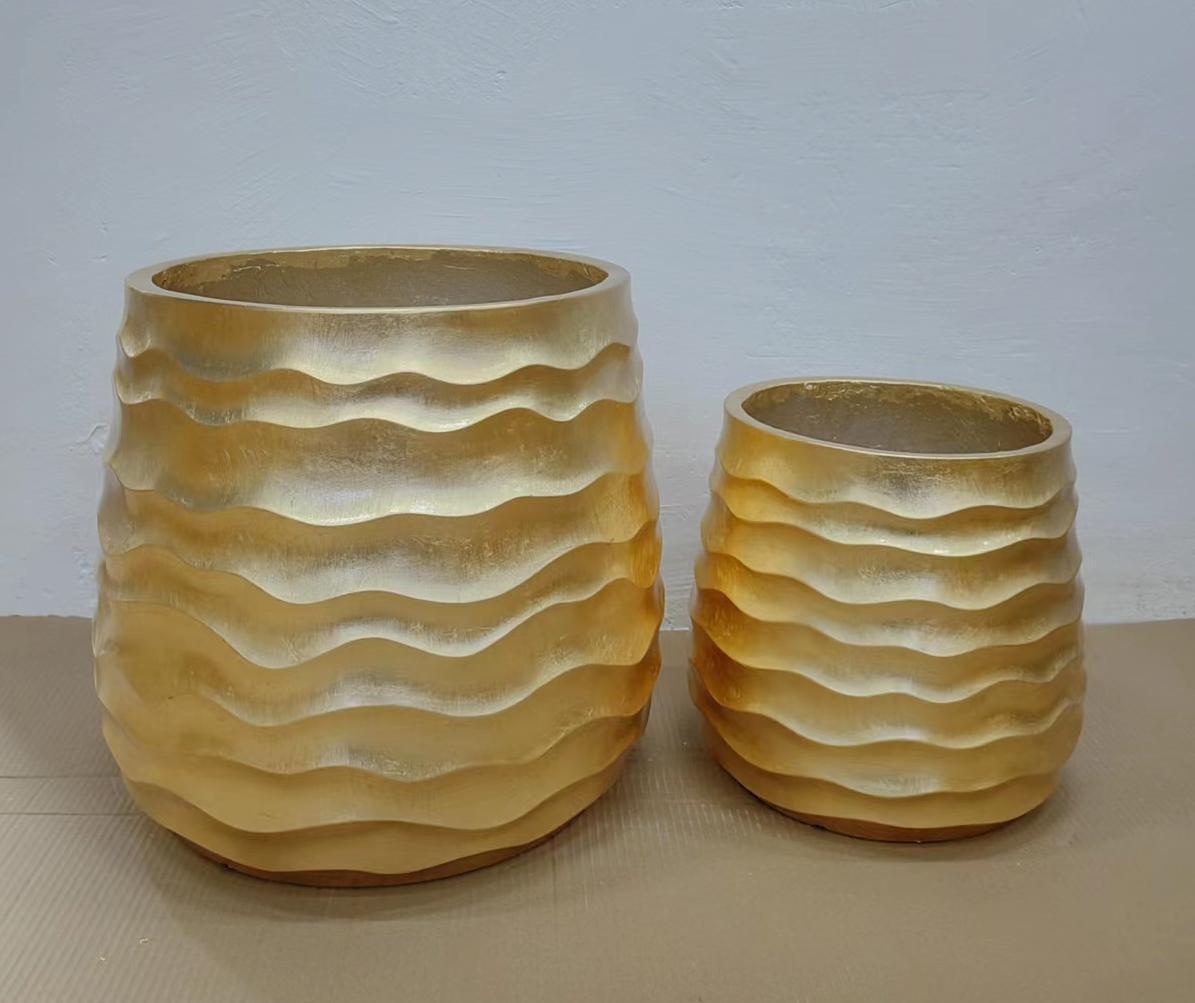 简约横纹氧化镁金箔花瓶 艺术装饰 flower 插花瓶 现代家居装饰品