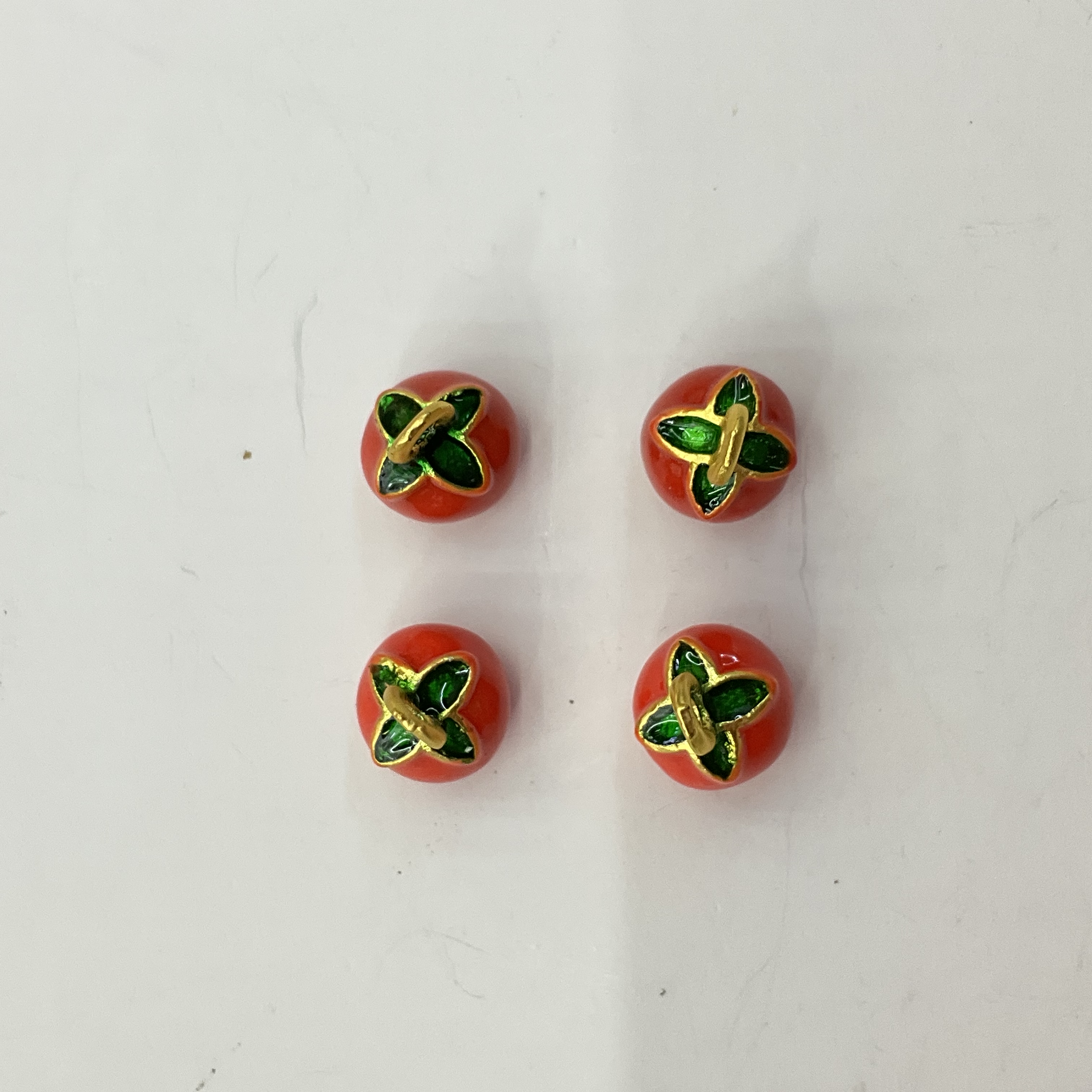 古法沙金好柿发生红柿子吊坠珐琅红色柿子扣中式盘扣手工旗袍纽扣配件详情图5