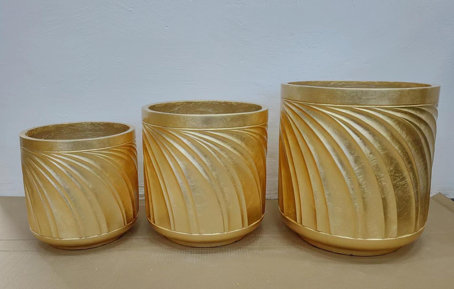 简约竖纹氧化镁花盆花瓶 美观耐用 flower插花器 艺术装饰品家居摆设