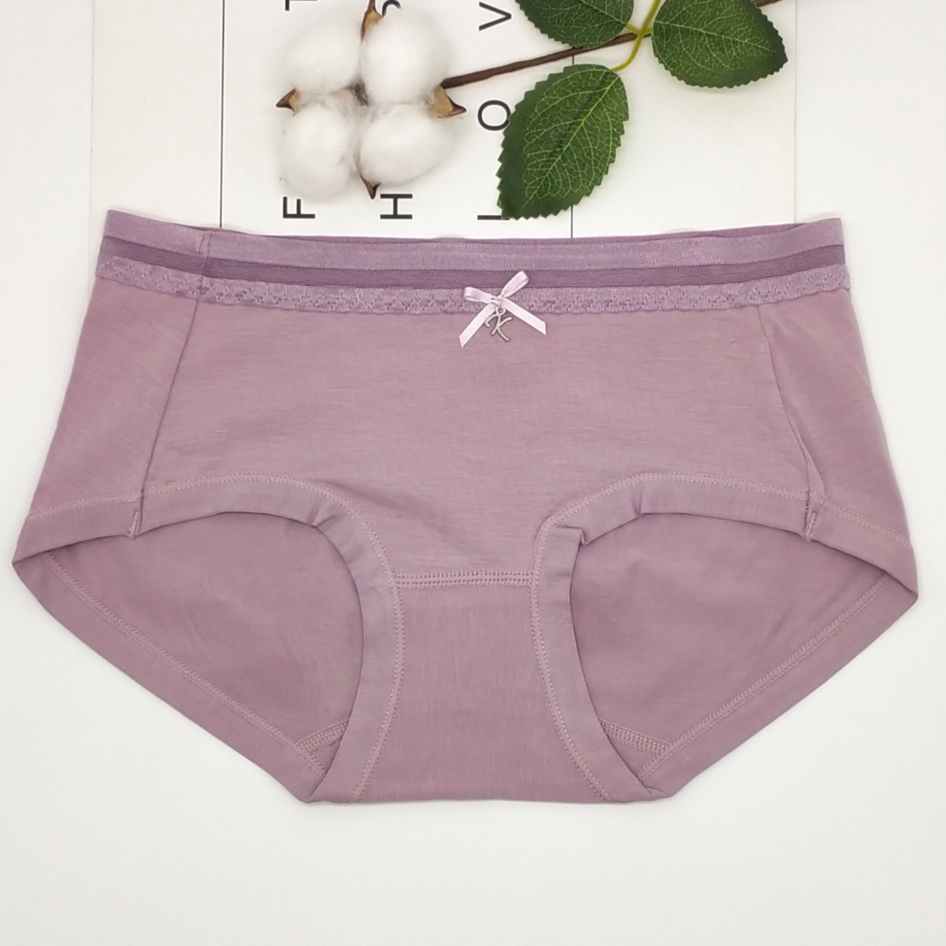 Mid-Waist Women's Panties Girly Panties Delicate Bow Lace Women's Briefs Ten Pack Simple Bag