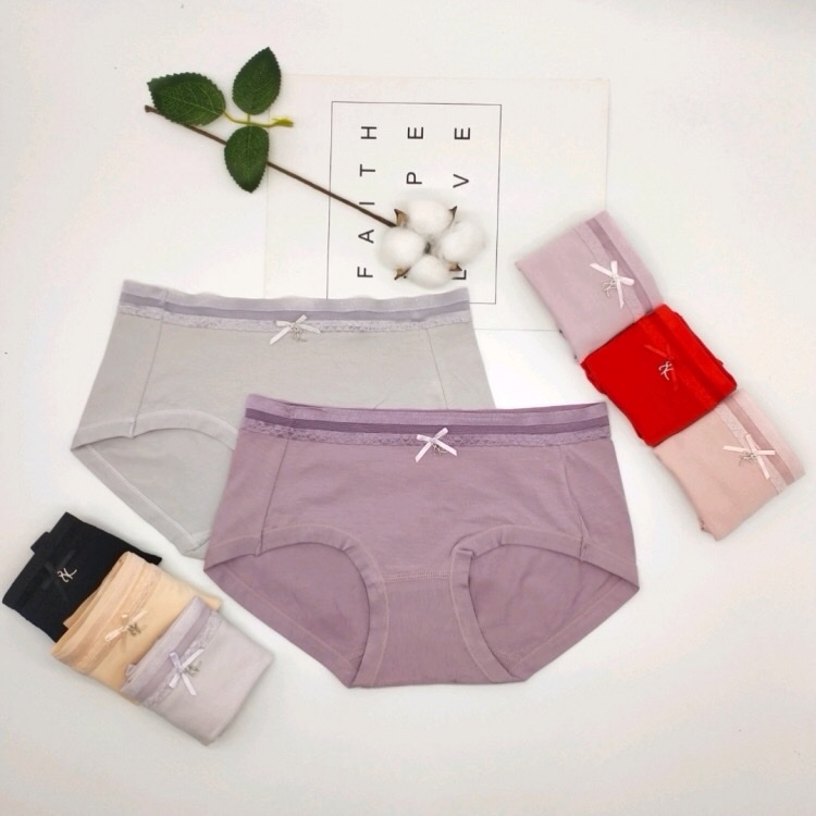 Mid-Waist Women's Panties Girly Panties Delicate Bow Lace Women's Briefs Ten Pack Simple Bag undefined