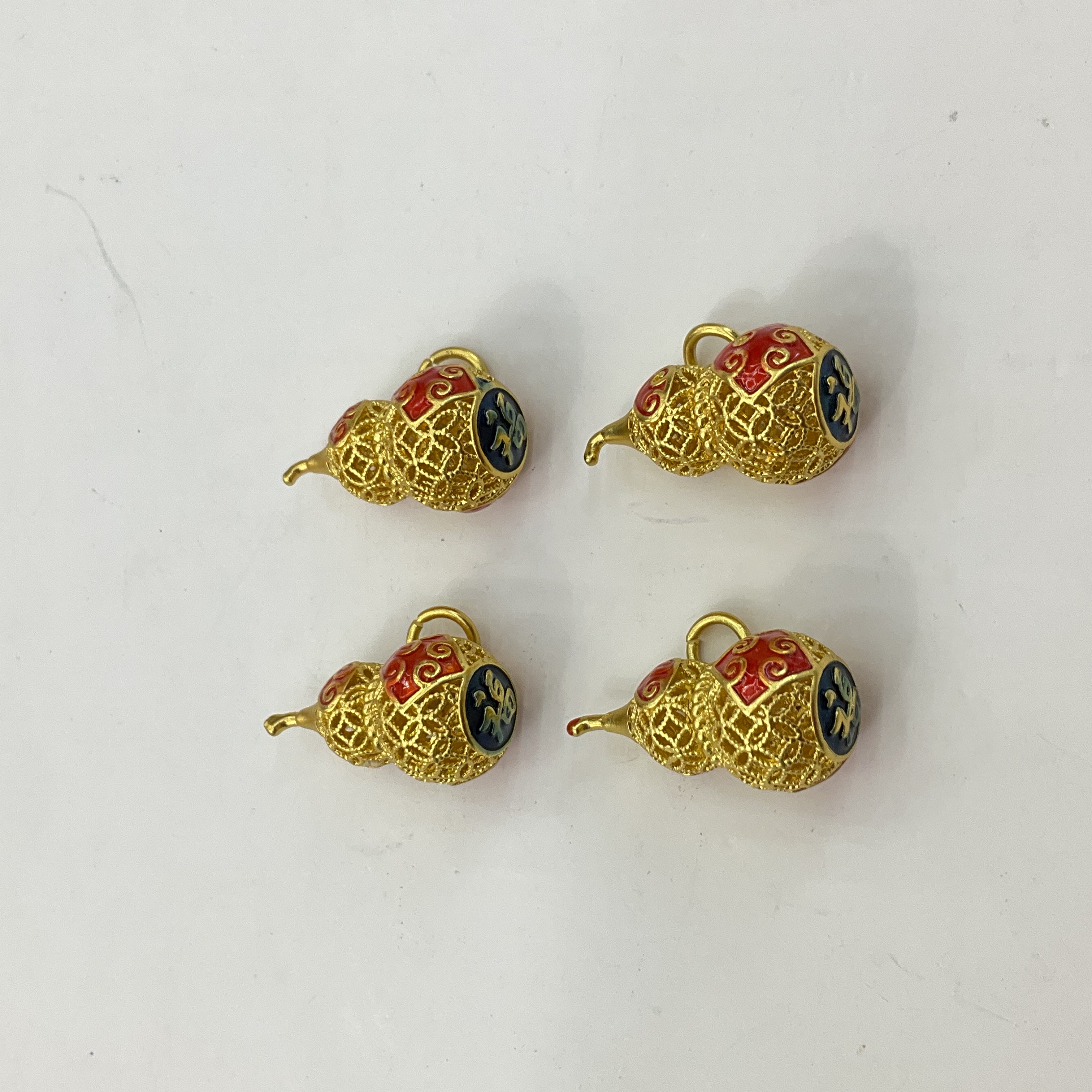 【铜配件】古法沙金镂空隔珠葫芦吊坠手链手串diy配件详情图9