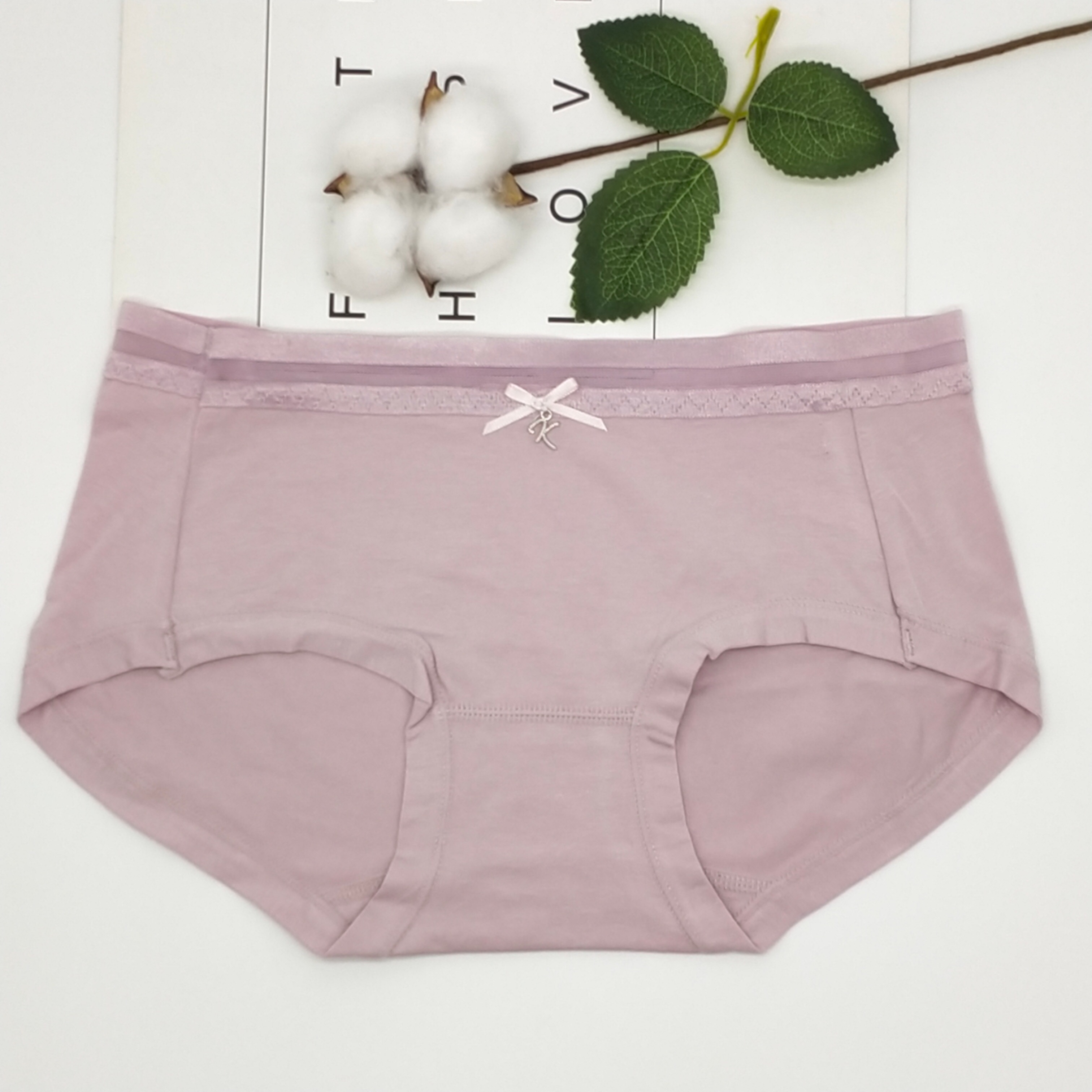 Mid-Waist Women's Panties Girly Panties Delicate Bow Lace Women's Briefs Ten Pack Simple Bag details Picture