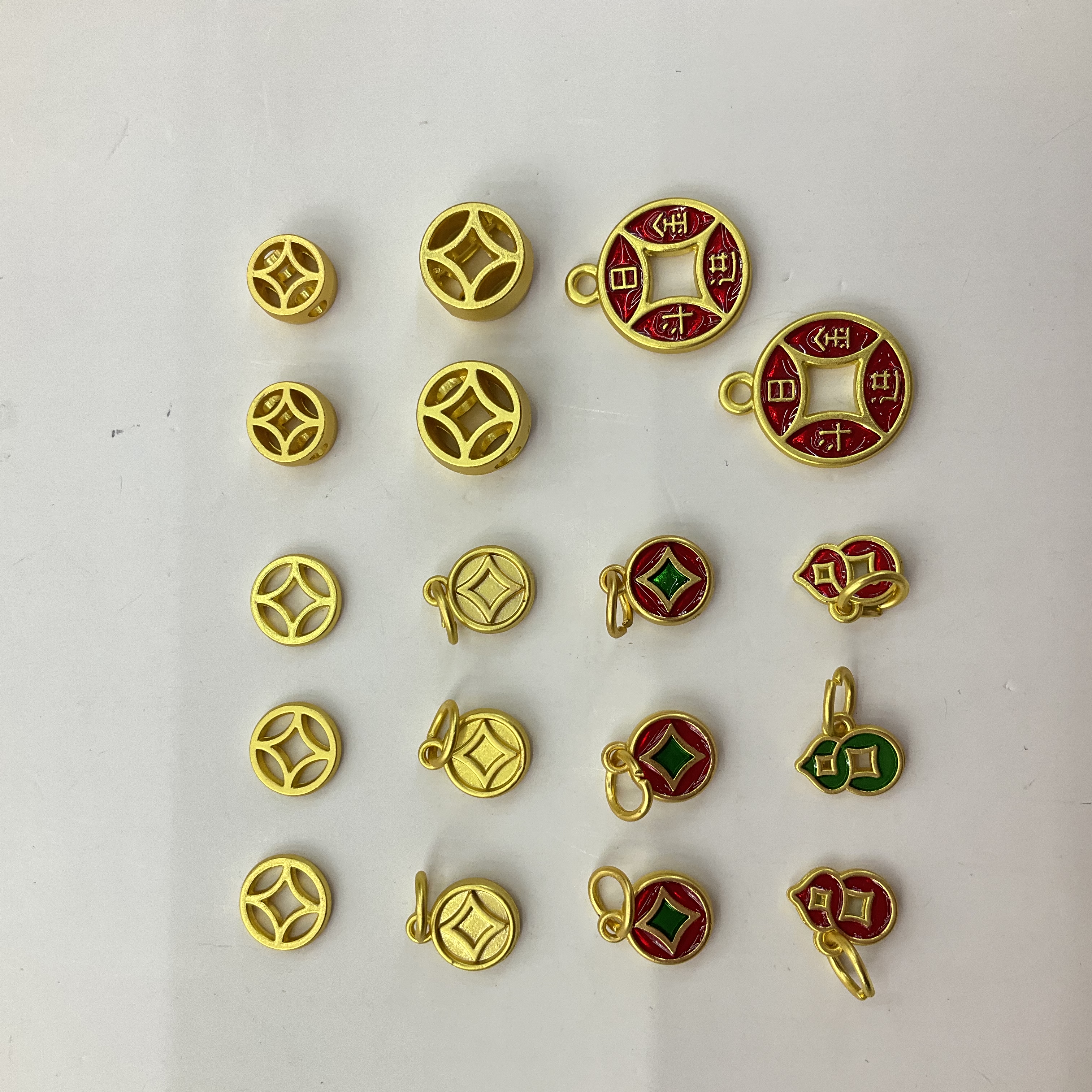 合金钱币小吊坠通孔铜钱diy手链手串挂件配件手工编绳材料沙金详情图4