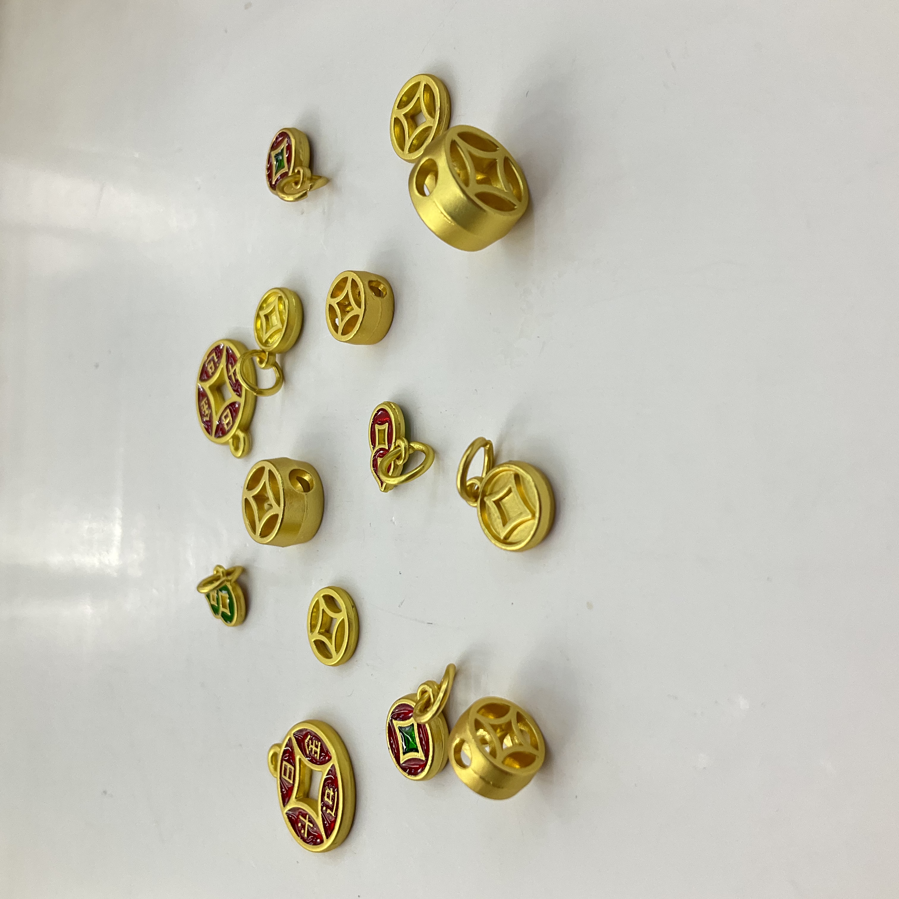 合金钱币小吊坠通孔铜钱diy手链手串挂件配件手工编绳材料沙金详情图2