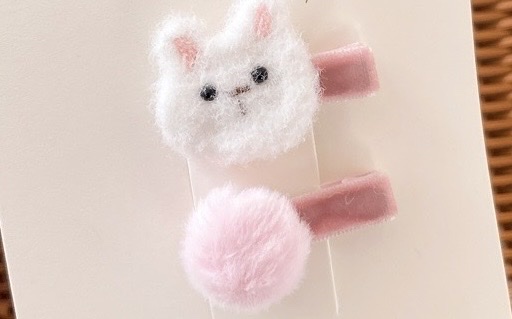 Duckbill clips, cartoon wool crochet, animal baby hair clips, winter new cute bear girls' headwear, hair clips, brooches and accessories Specification image