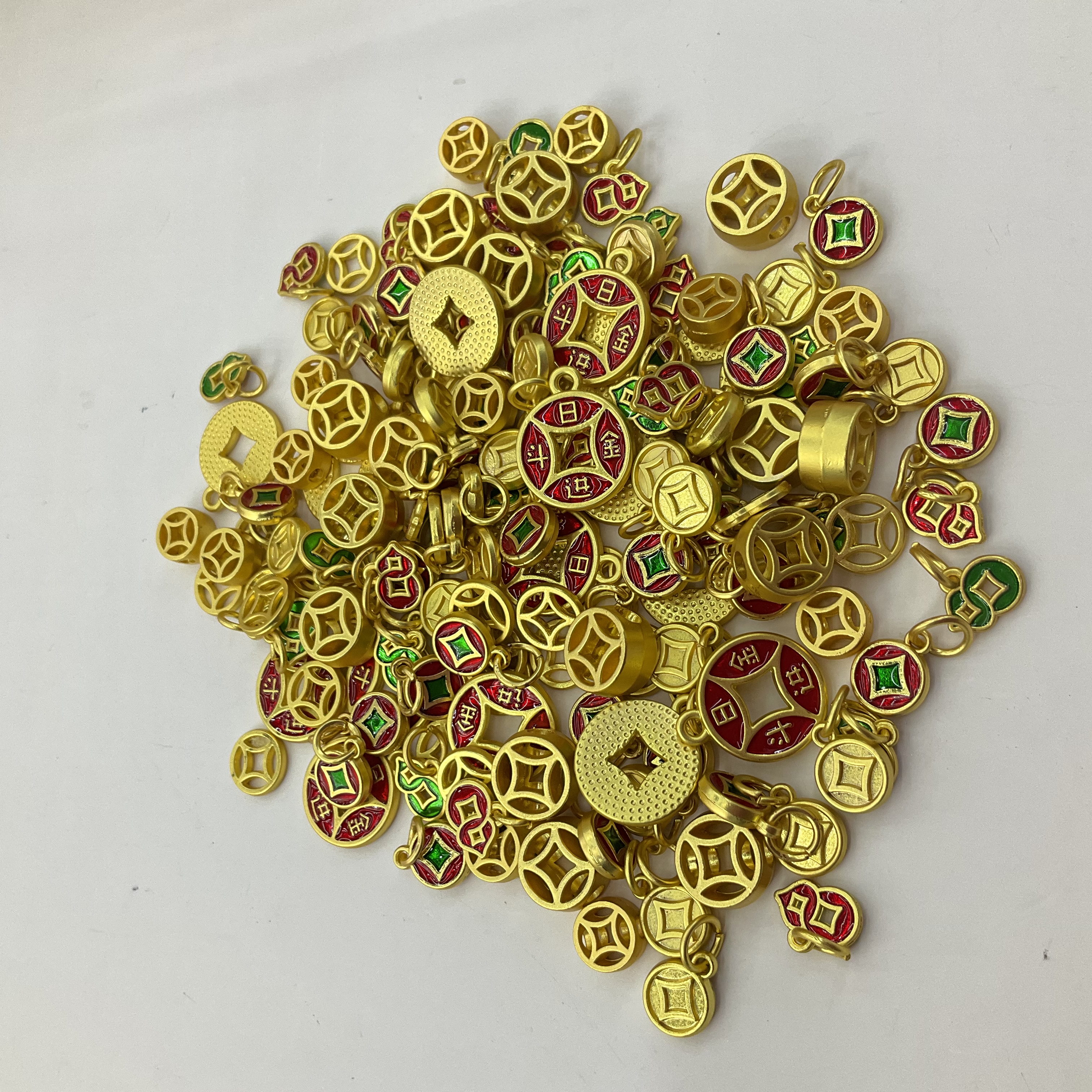 合金钱币小吊坠通孔铜钱diy手链手串挂件配件手工编绳材料沙金详情图3