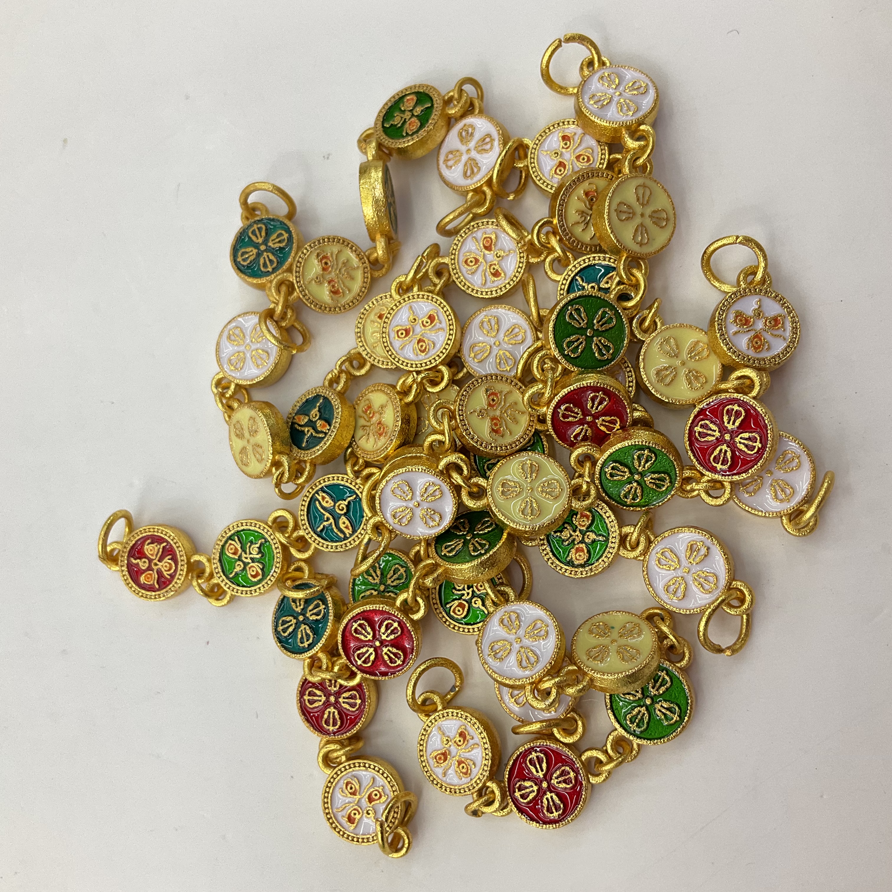 藏式五路财神小号双吊挂绳珐琅彩diy配件五色财神佛眼项链手链