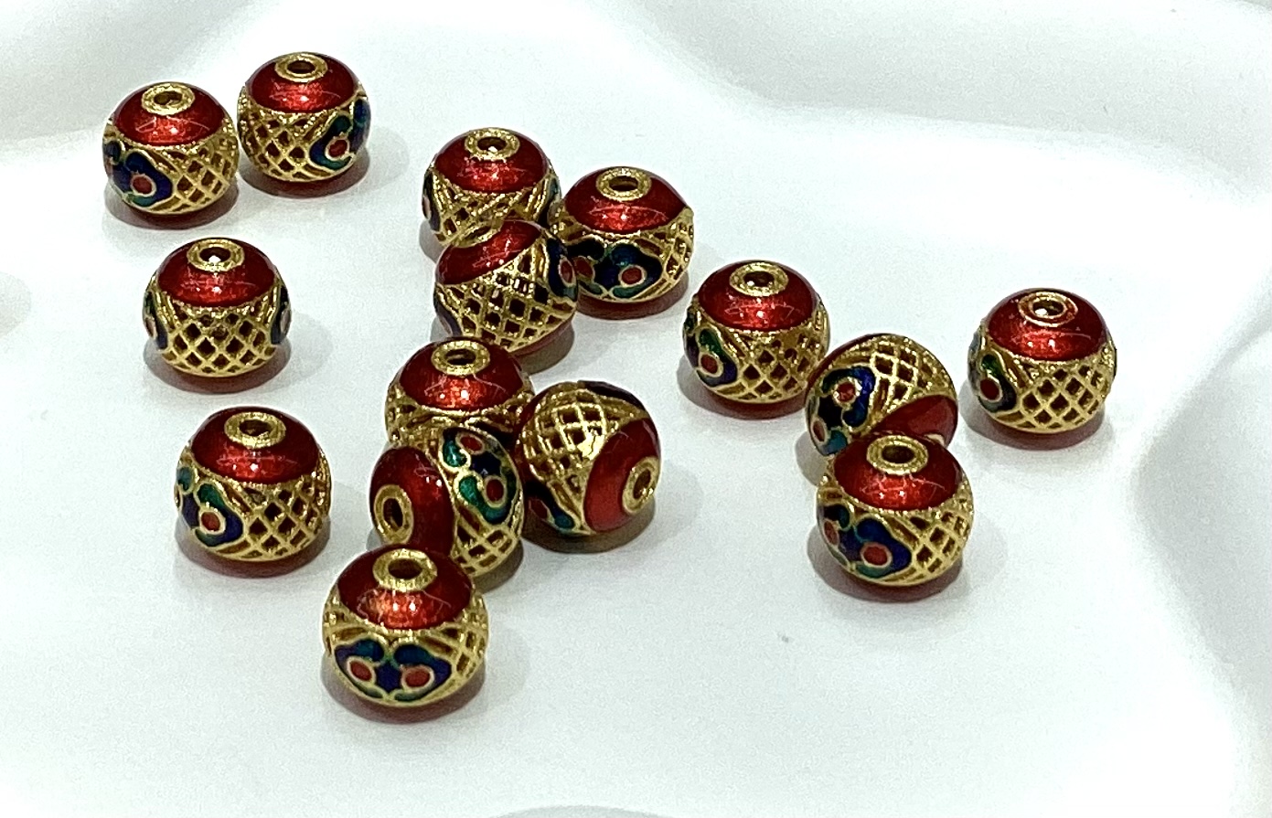 Cloisonne filigree round bead clasp, national trend enamel auspicious cloud bead copper accessory