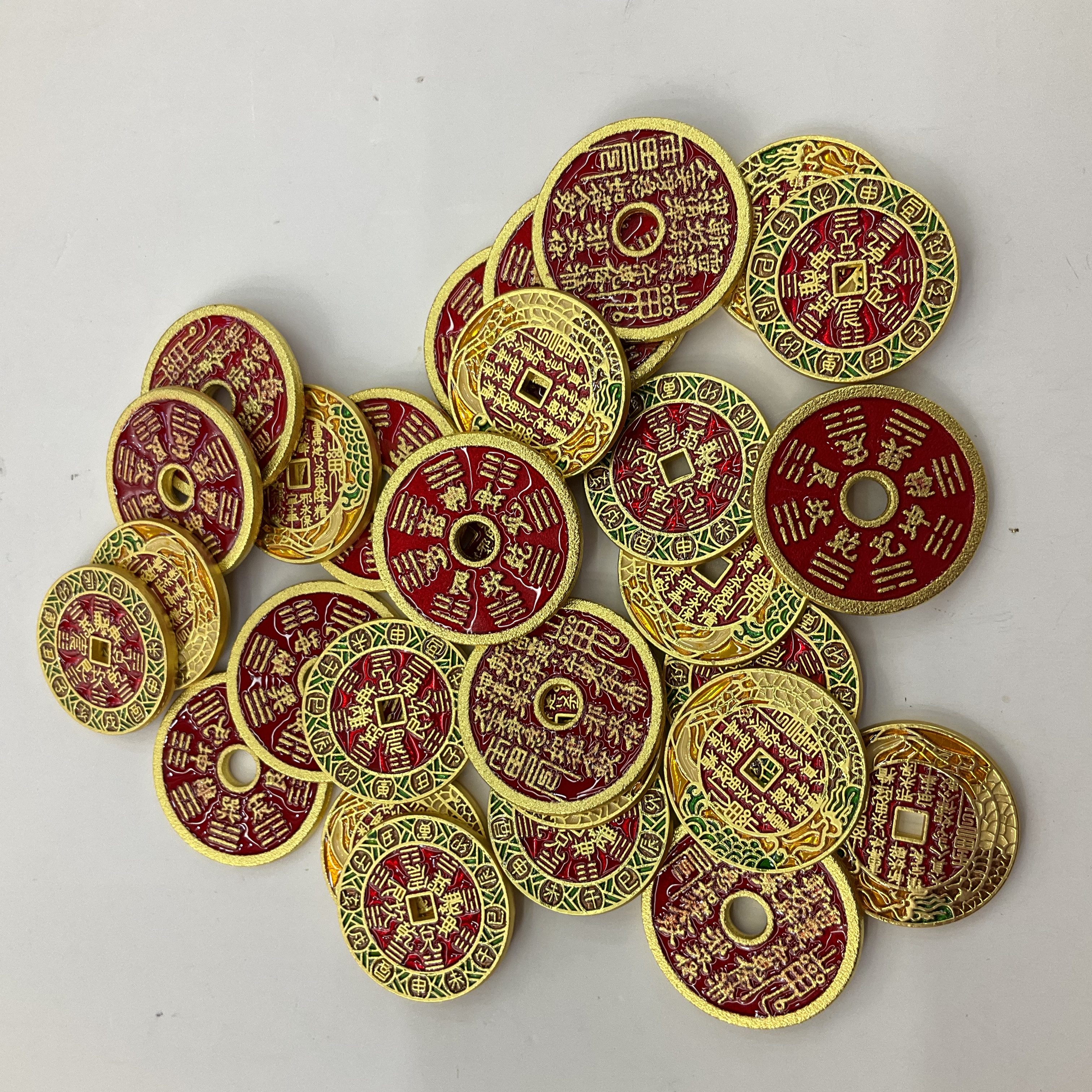 山鬼花钱吊坠古钱币项链朱砂八卦铜钱平安扣饰品配件详情图2