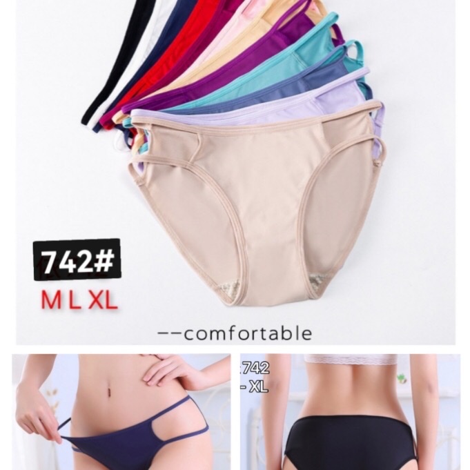 Sexy Seamless Ice Silk Cute Women's Underwear Low Mid-Waist Large Size Solid Color Cotton Crotch Triangle Underwear