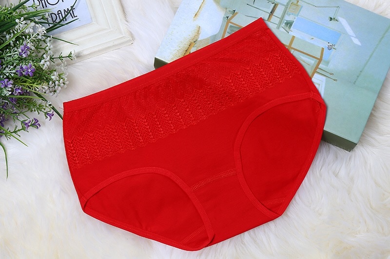 Explosive Women's Mid-Waist Underwear Girls Healthy And Comfortable Pure Cotton Lace Underwear Simple Bag Ten Packs