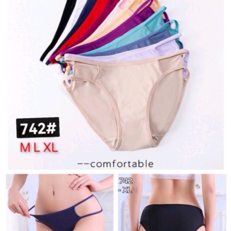 Sexy Seamless Ice Silk Cute Women's Underwear Low Mid-Waist Large Size Solid Color Cotton Crotch Triangle Underwear details Picture