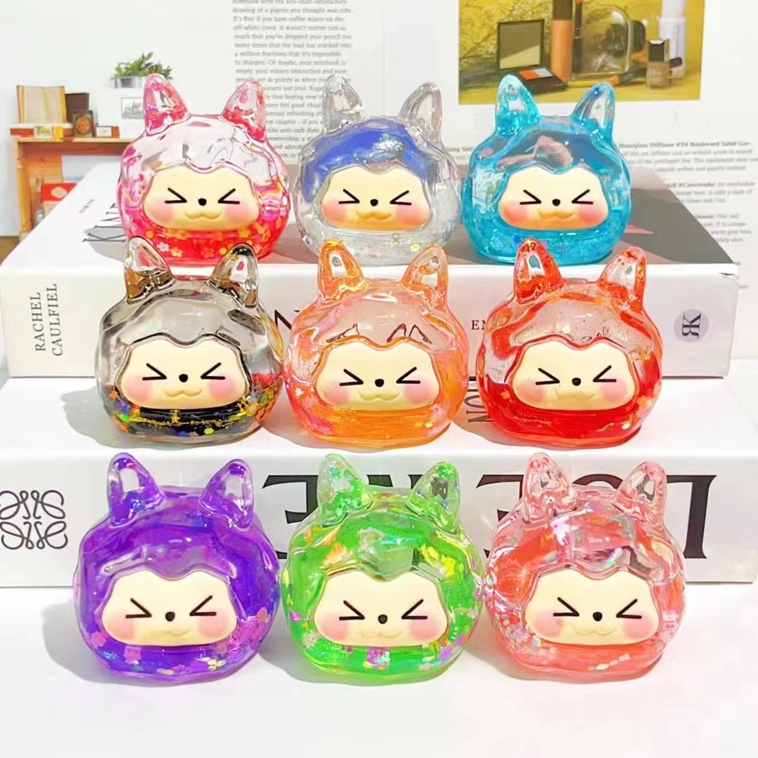 Tiktok Boom blind box kiki tide play into oil Quicksand fine flash figure creative desktop decoration gift ornaments wholesale live blind box toy ornaments quicksand bottle full figure