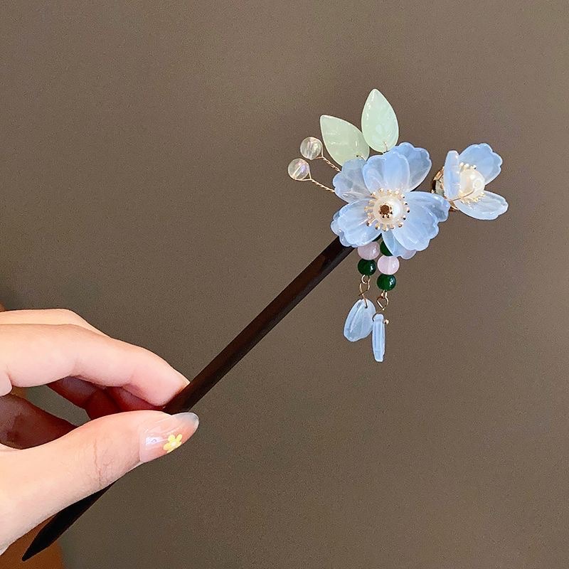 Ebony hairpins, ancient-style flower handcrafted hairpins, elegant cheongsam accessories, high-end hairpins, Chinese-style headwear, hairpins and hairpins