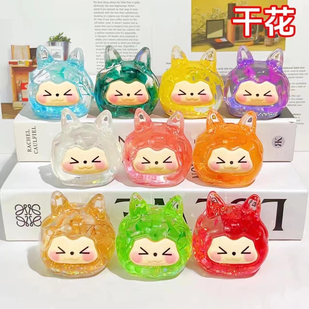 Tiktok Boom blind box kiki tide play into oil Quicksand fine flash figure creative desktop decoration gift ornaments wholesale live blind box toy ornaments quicksand bottle details Picture