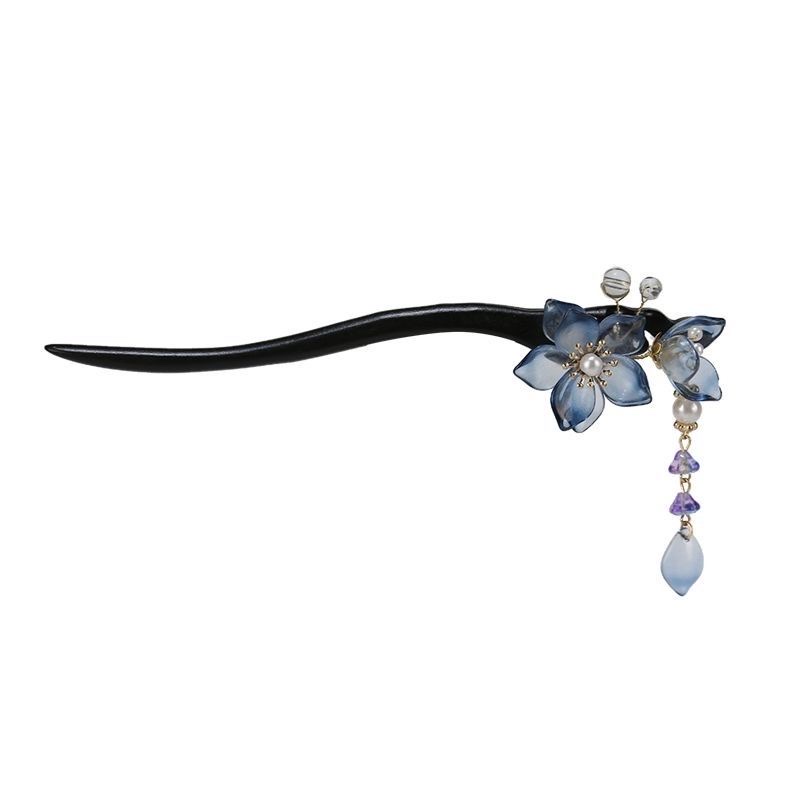 Ancient-style tassel cheongsam, updo hairpin, women's summer Hanfu headwear, wooden hairpin, elegant Chinese-style walking hairpin