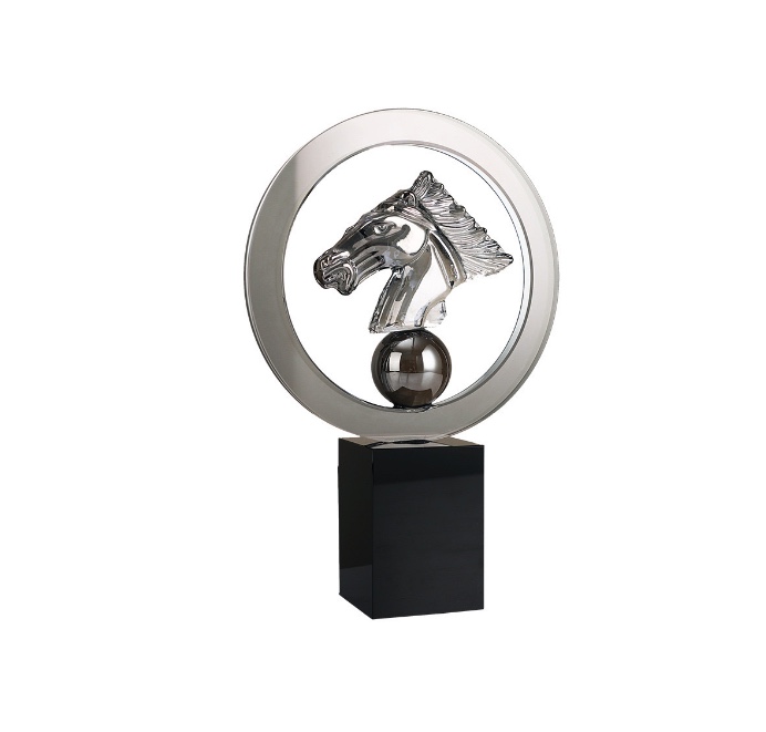 Light luxury horse-head ornaments, semi-transparent electroplated artificial crystal handicrafts, living room, office, bookcase, desktop decoration and arrangement detail image 3