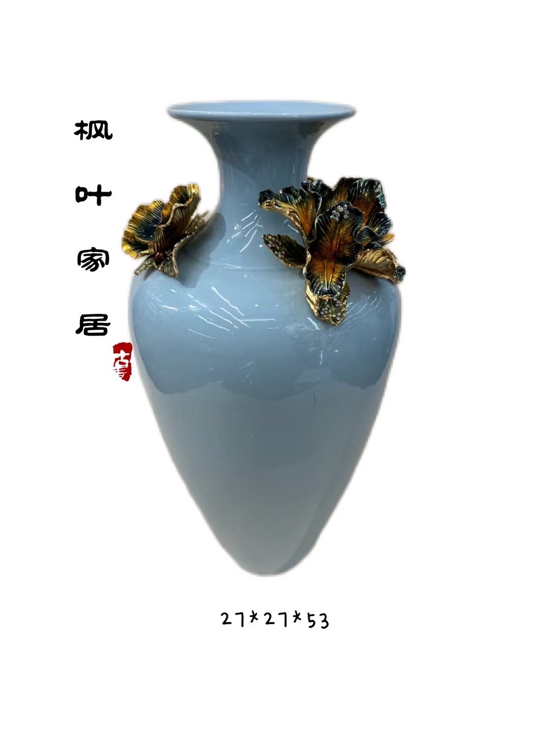 珐琅工艺品陶瓷器黄色蓝色艺术花瓶欧式装饰家居客厅玄关摆件家居饰品详情图2