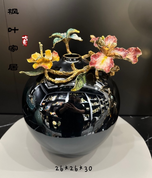 珐琅彩轻奢花瓶装饰客厅桌面陶瓷餐桌插花摆件电视柜酒玄关卧室茶几装饰品细节图