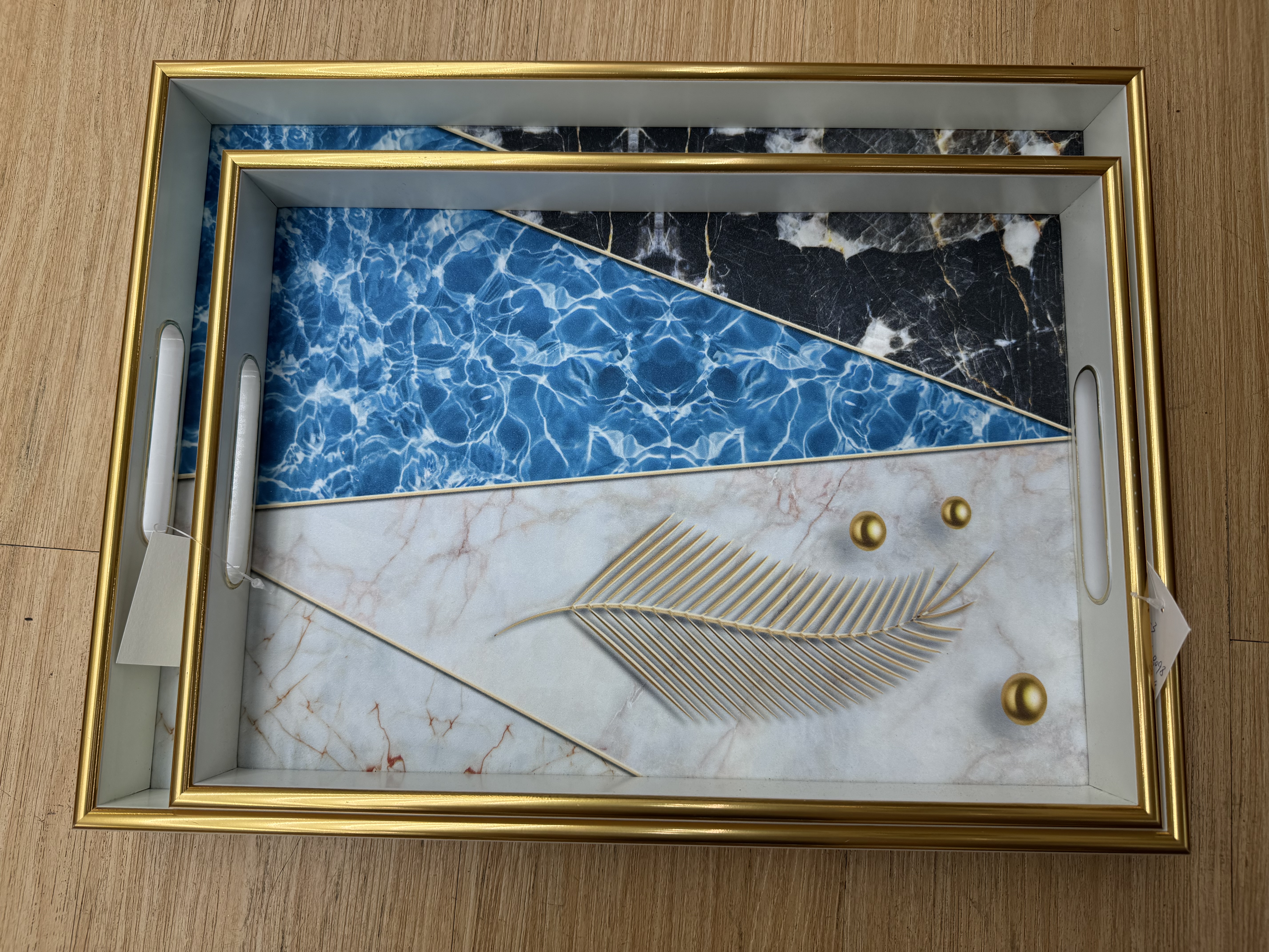 金边托盘 非洲工艺品特色 竹工艺品迷你小家具 木手柄圆镜 办公室装饰品 简约风格