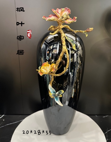 轻奢珐琅彩花瓶美式客厅桌面陶瓷餐桌插花摆件电视柜酒玄关装饰品详情图3